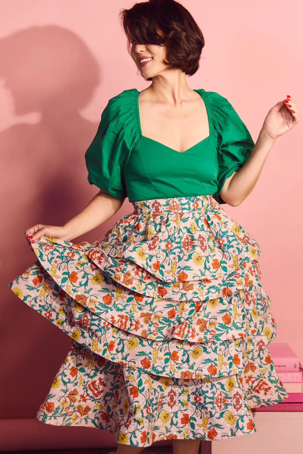 Soft and Stretchy SAMPLE - MIDI Teagan Skirt - Spring Floral