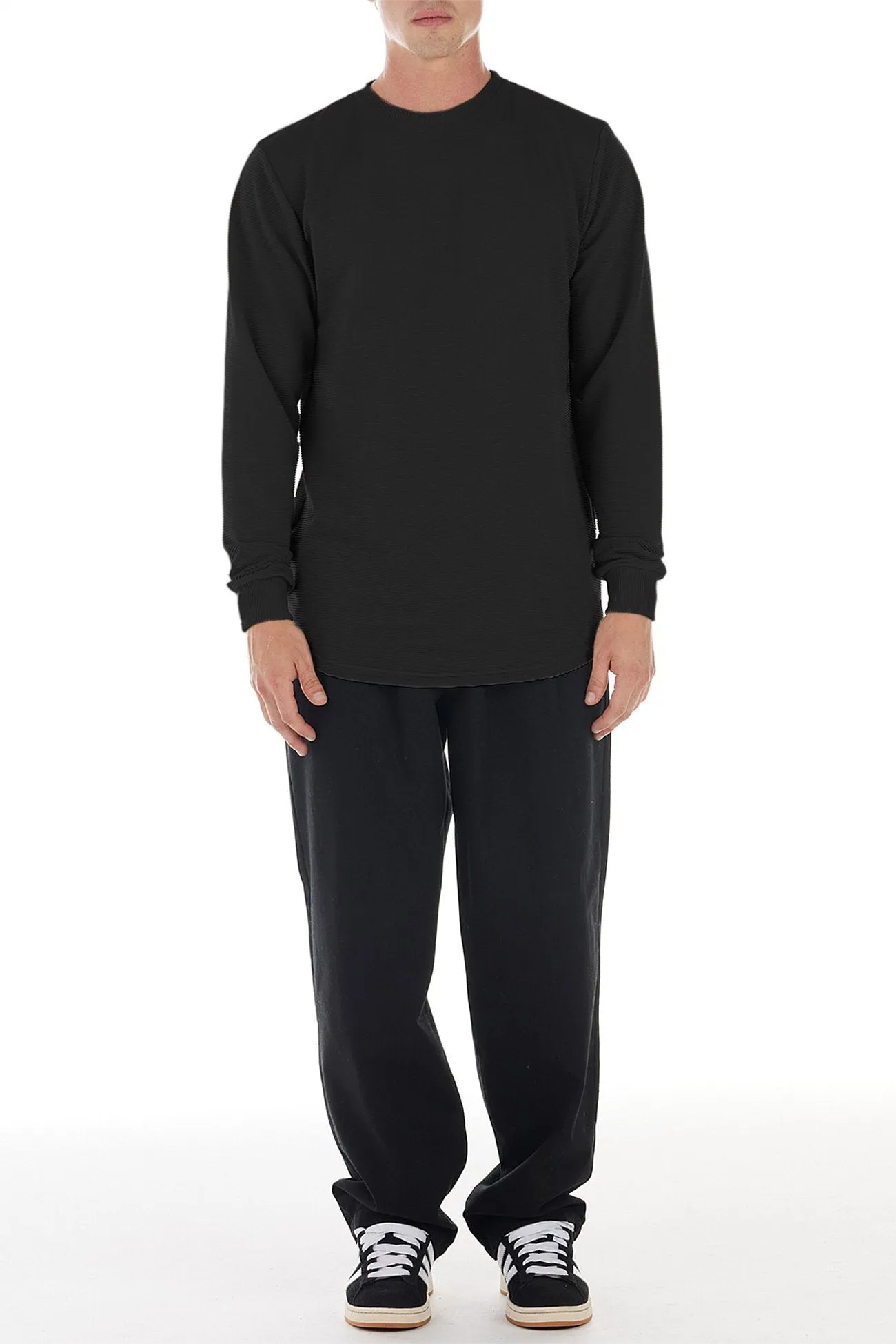Roxford Long Sleeve Tee Black Anti Static Cloth Blend Non Restrictive Armhole Cut