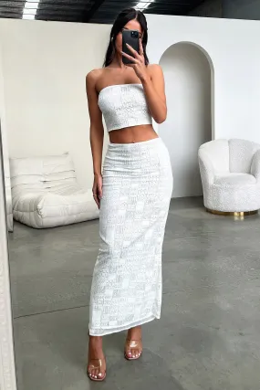 Crisp Edge Ethically Made Lucius Maxi Skirt - White