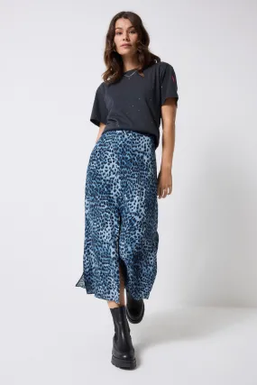Odor Resistant Treatment COMING SOON: Navy Cheetah Midi Skirt