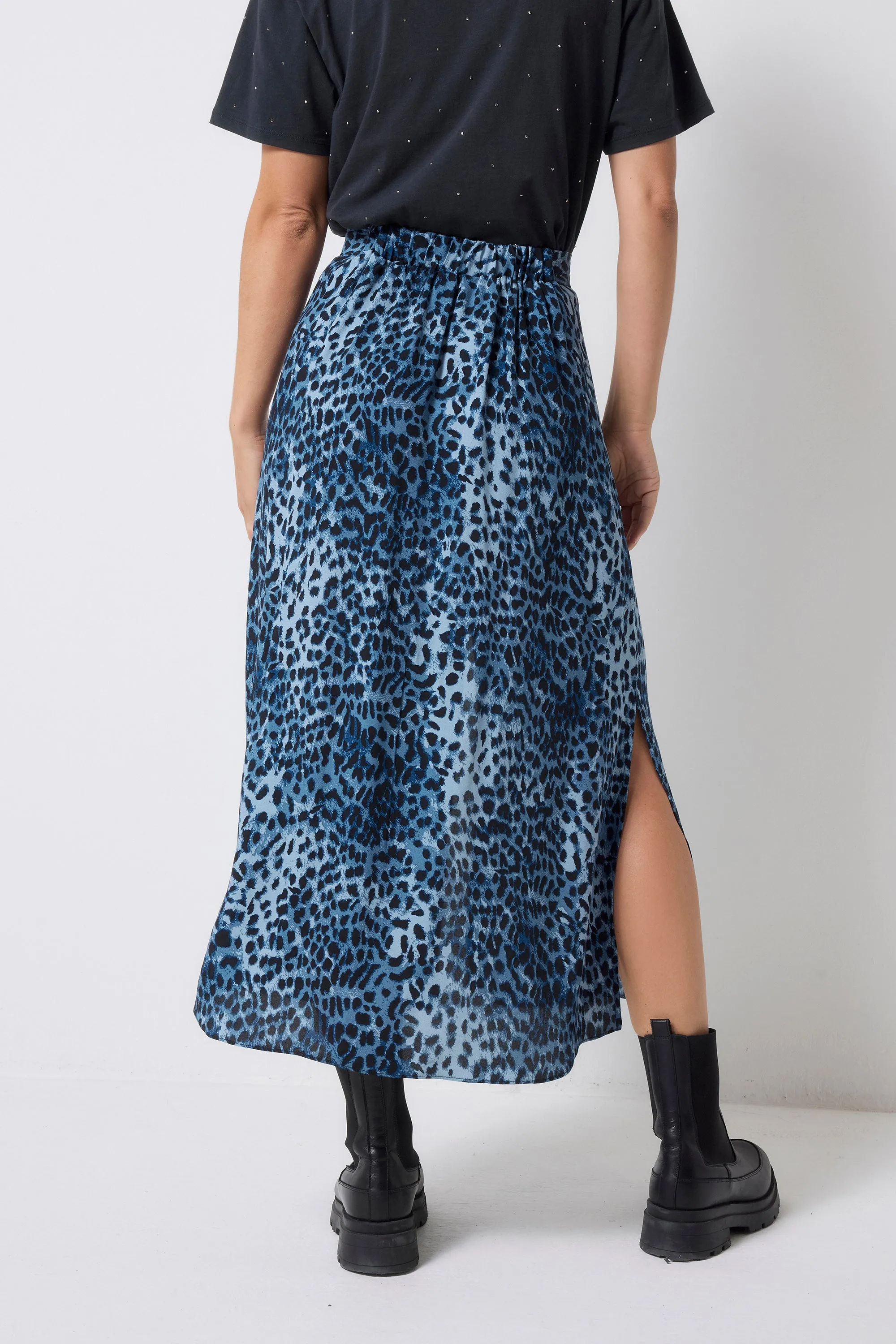 COMING SOON: Navy Cheetah Midi Skirt Fresh Texture