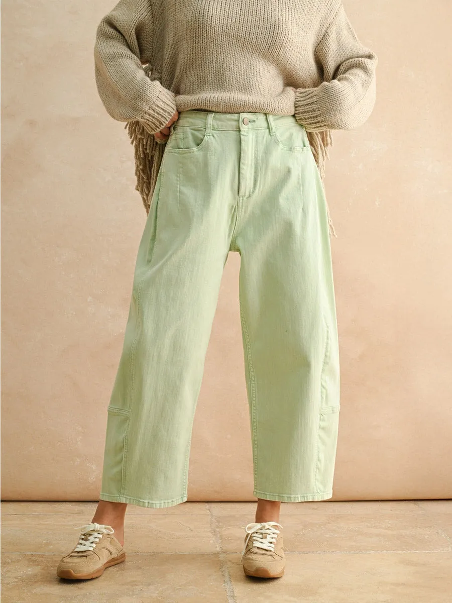 Wrinkle Resistant Finish POP OF COLOUR BARREL PANT - MINT