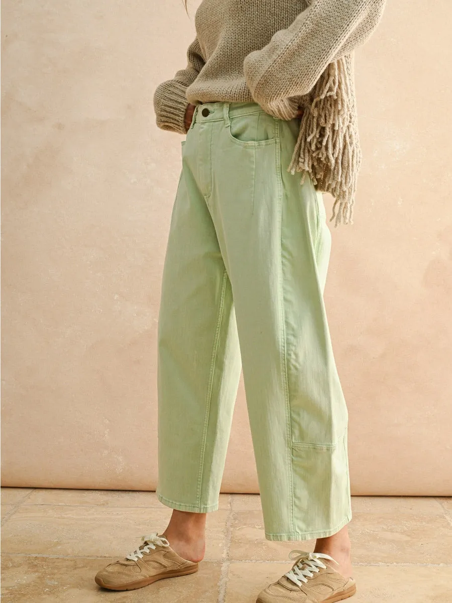 No Gap Waistband Timeless Style POP OF COLOUR BARREL PANT - MINT