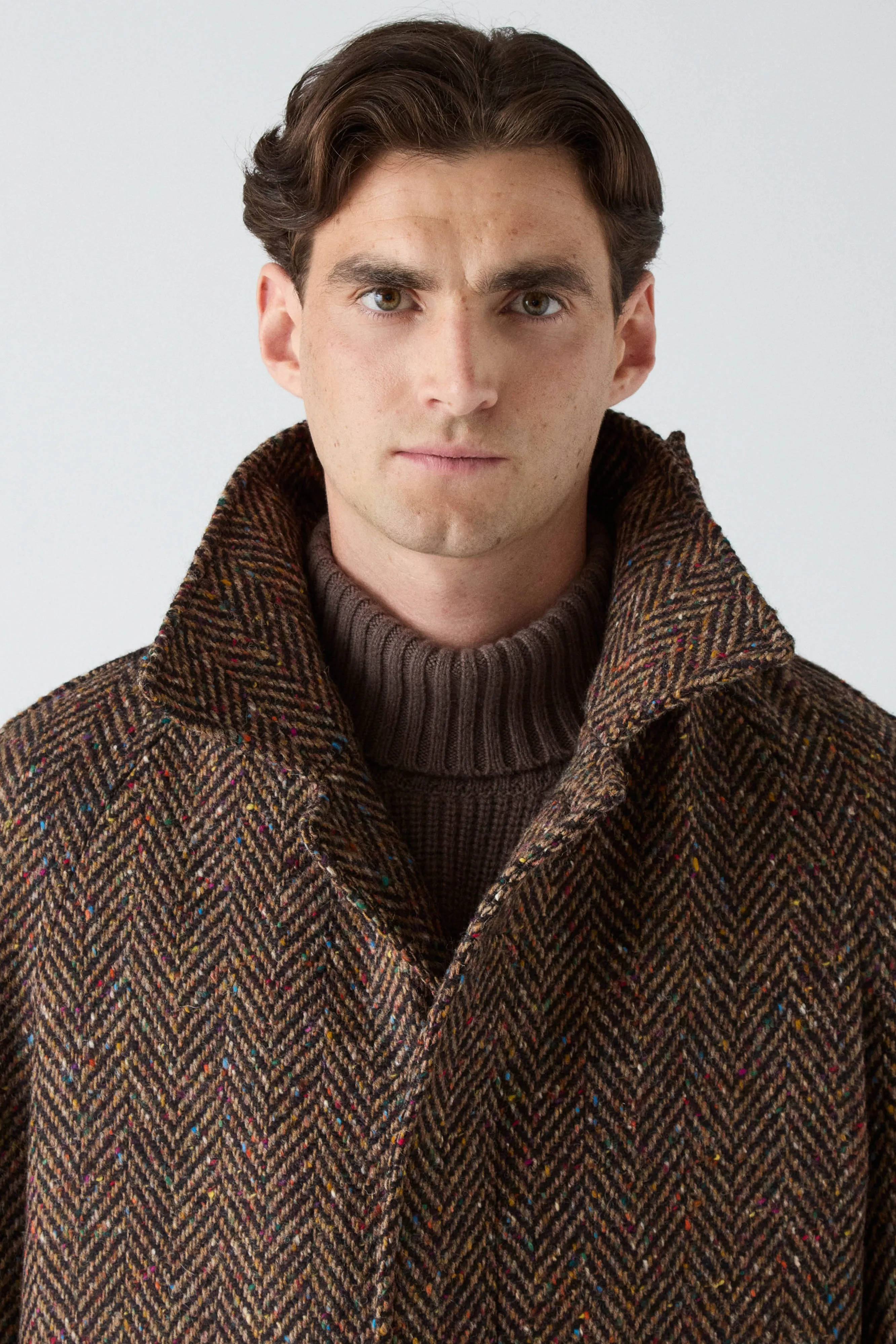 Practical Layer WeatherproofZipper Nelson Tweed Raglan Coat - Brown