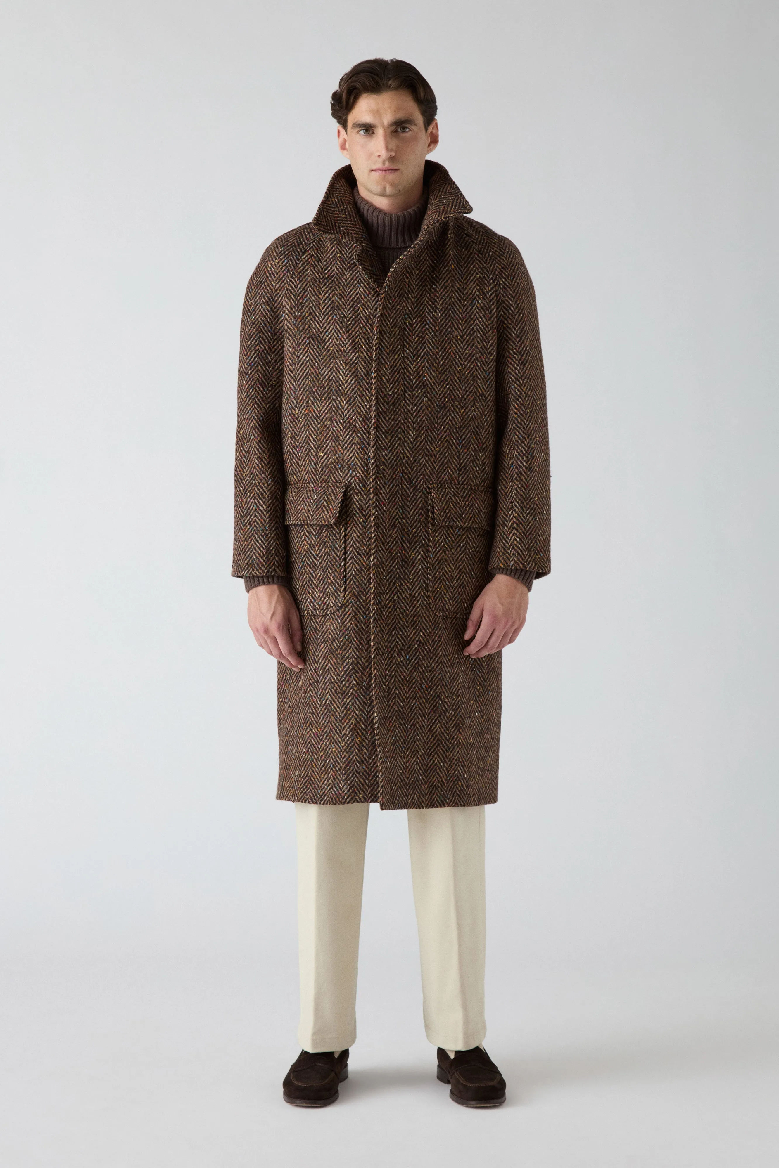 Nelson Tweed Raglan Coat - Brown All Purpose Outerwear