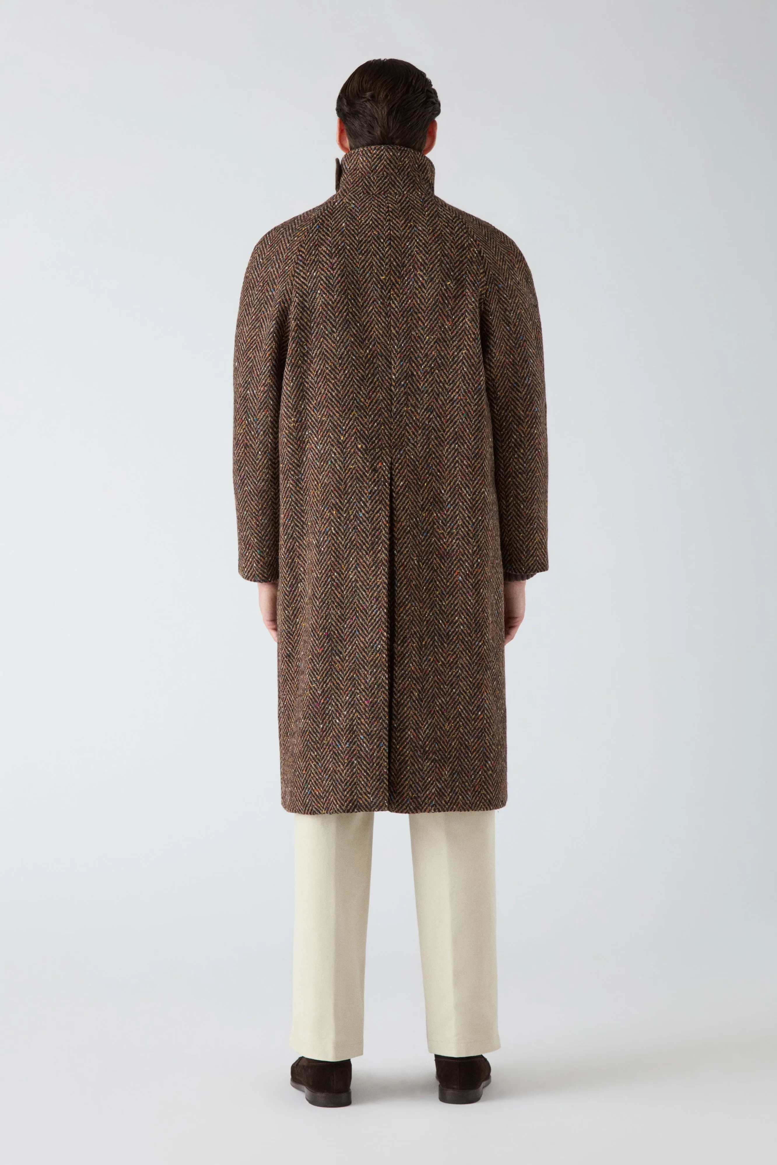 Nelson Tweed Raglan Coat - Brown HiddenPockets