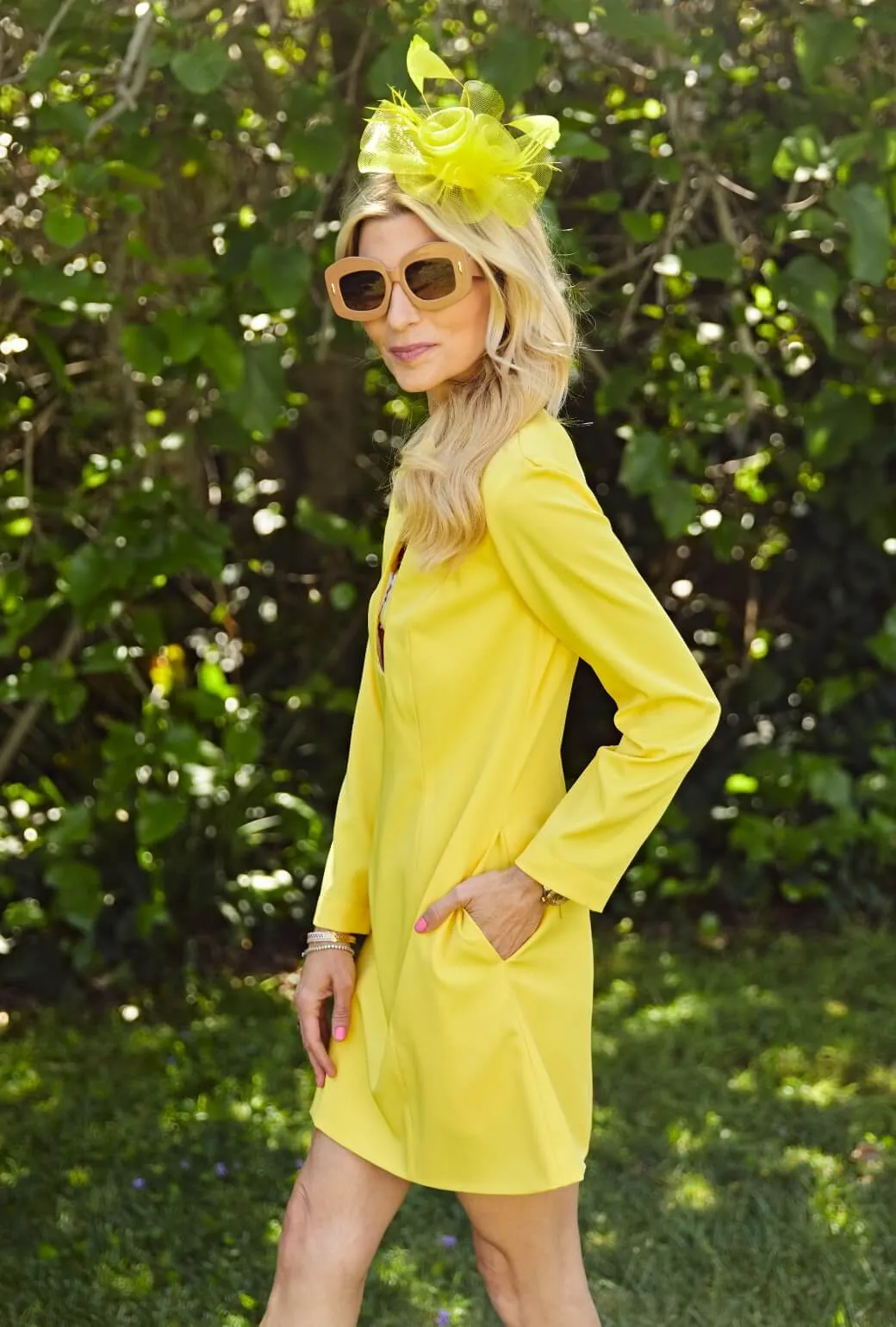 Gender Inclusive breathable fabric dress Run for the Roses Deco Dress - Sunshine