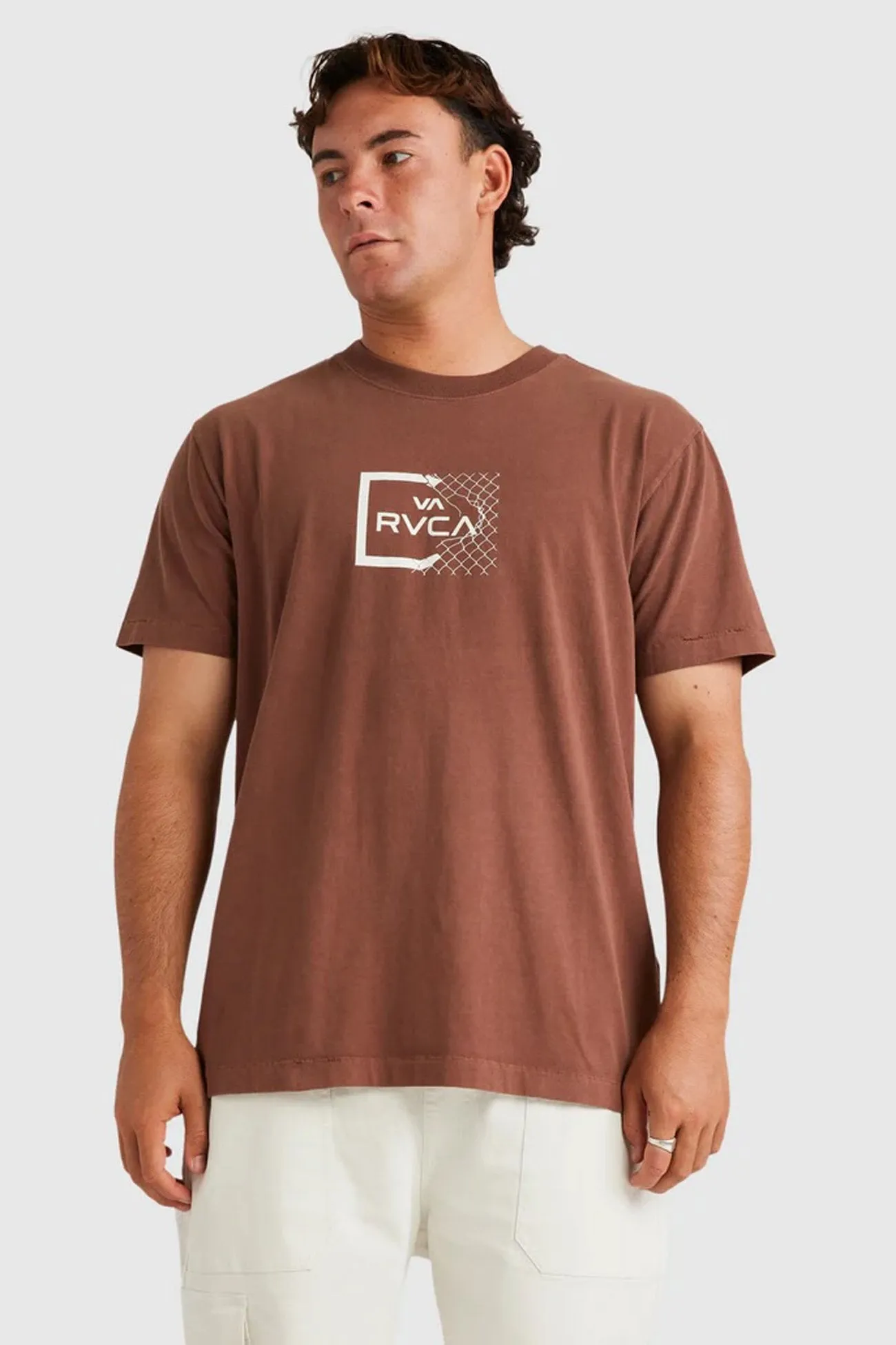 RVCA Break Out Short Sleeve Tee Hazelnut Breathable Construction Easy Care Fabric