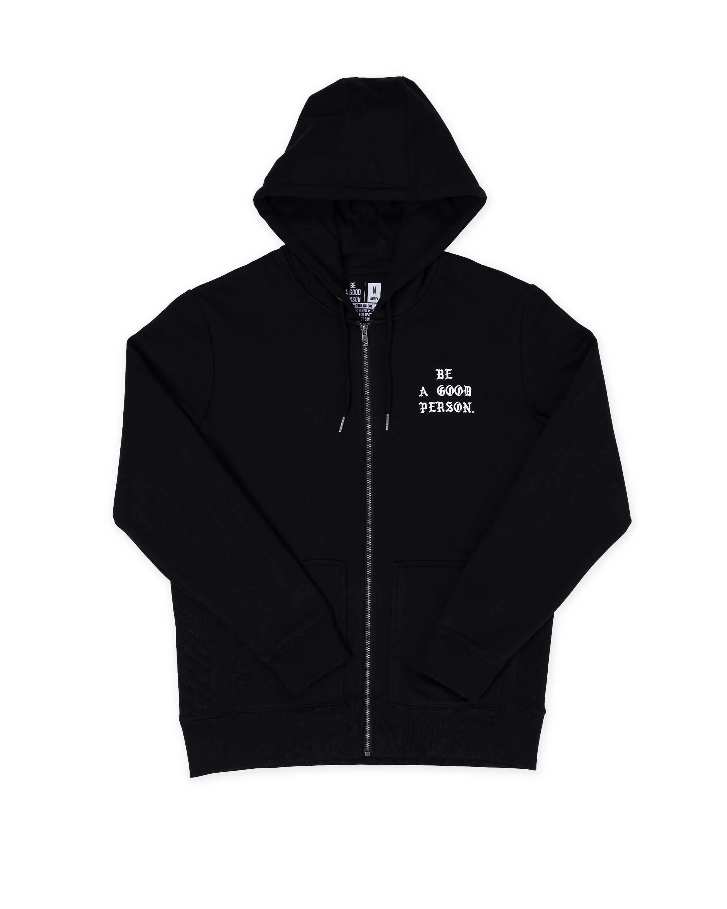 Saint Script Zip Up - Black V-Neck