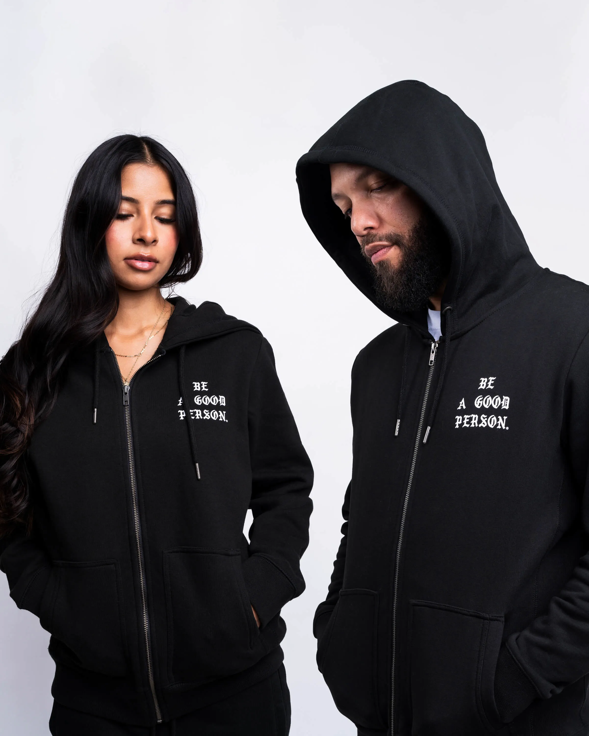Saint Script Zip Up - Black Modern Street Zip Pocket