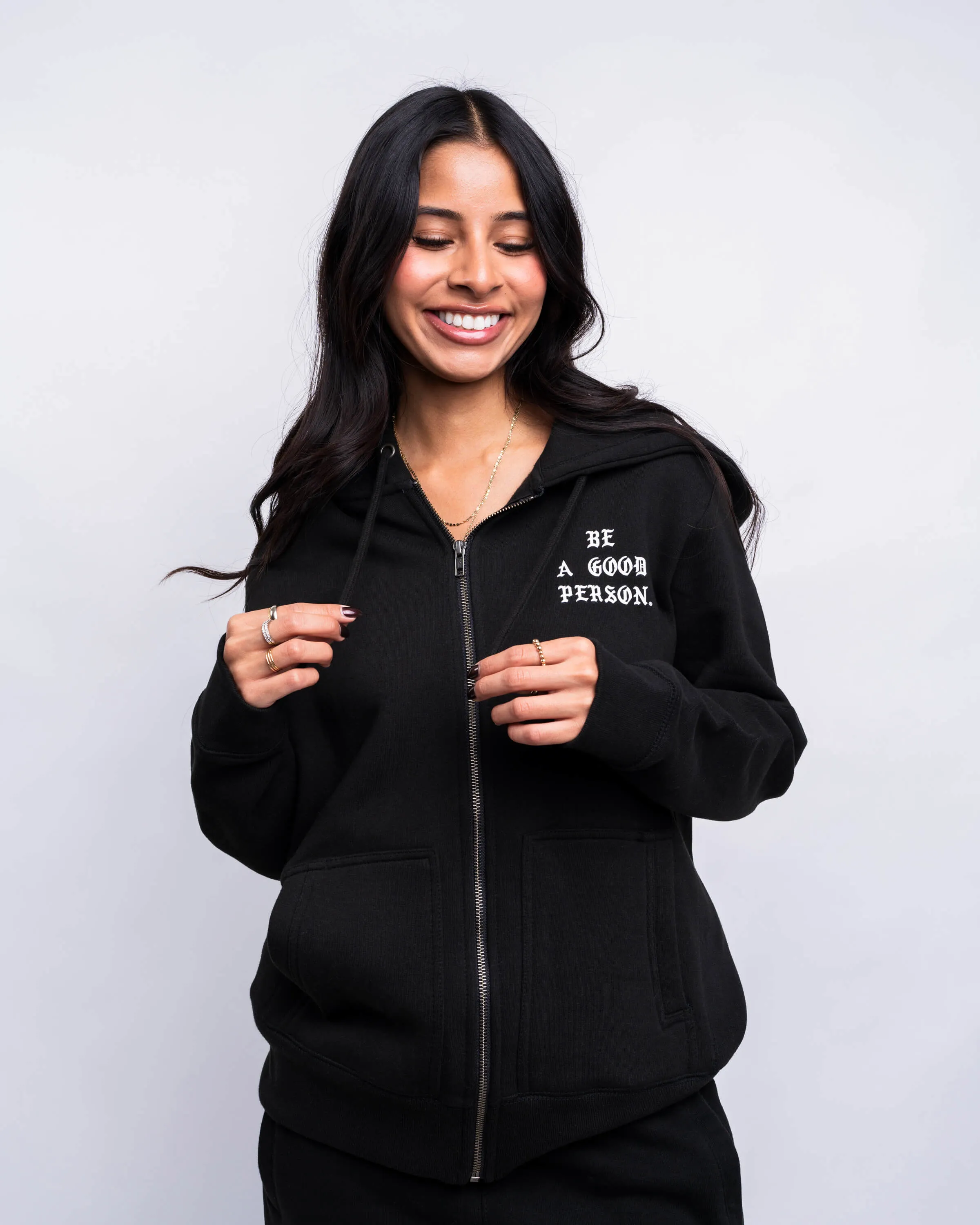 Saint Script Zip Up - Black tall clothing City Style