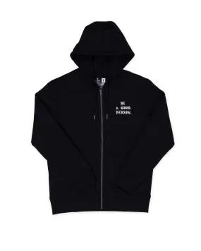 Saint Script Zip Up - Black V-Neck