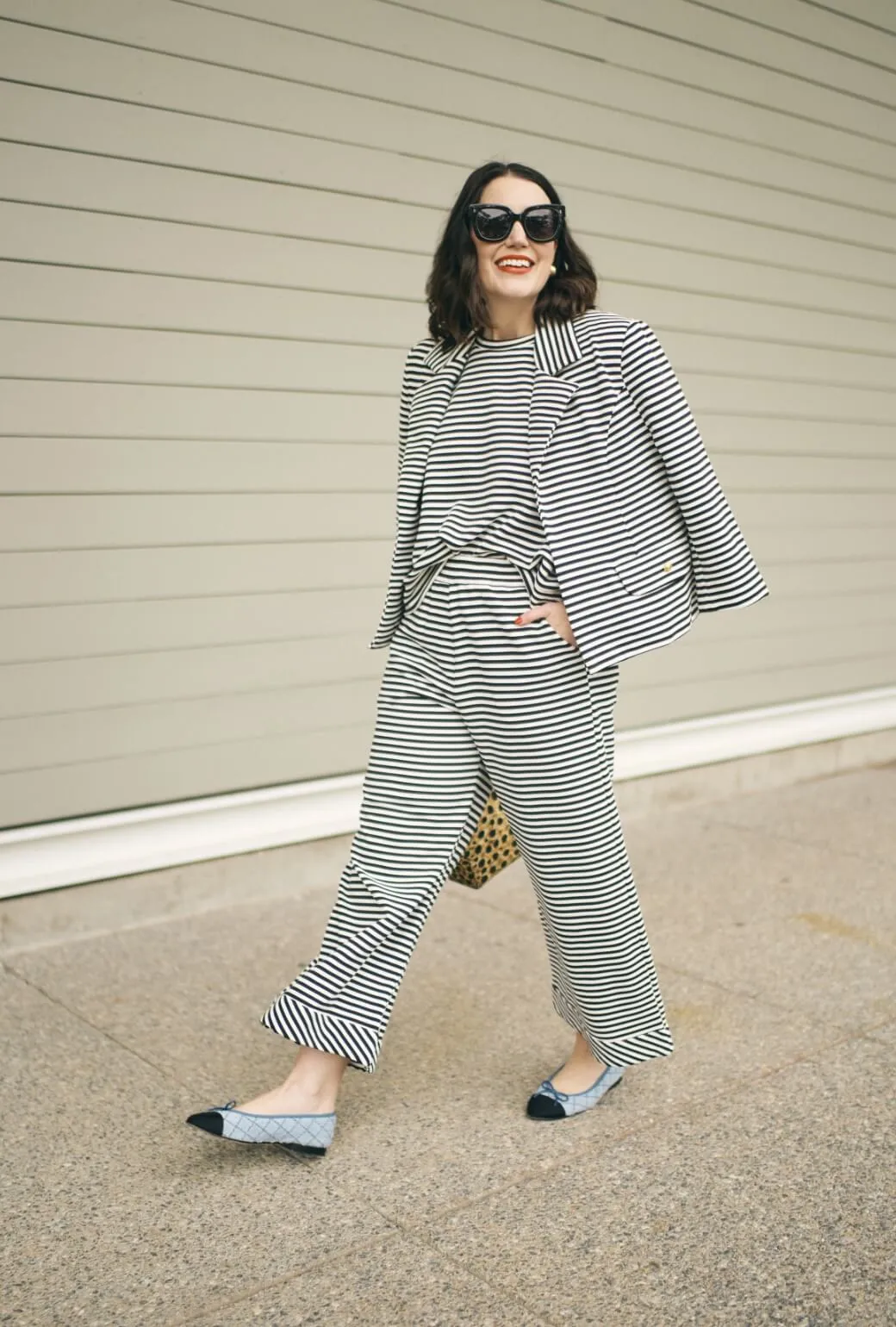 SAMPLE - BURU x Val Wide Leg Knit Trouser - Stripe Knit Quick Conversion Hem