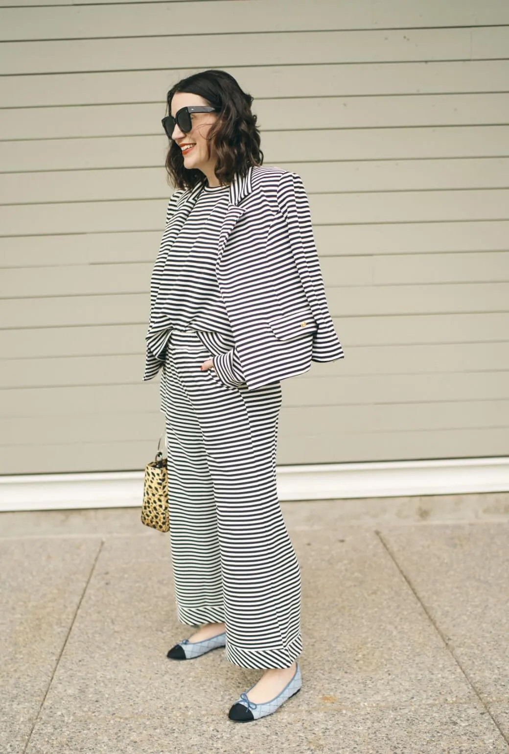 Perfect Movement SAMPLE - BURU x Val Wide Leg Knit Trouser - Stripe Knit
