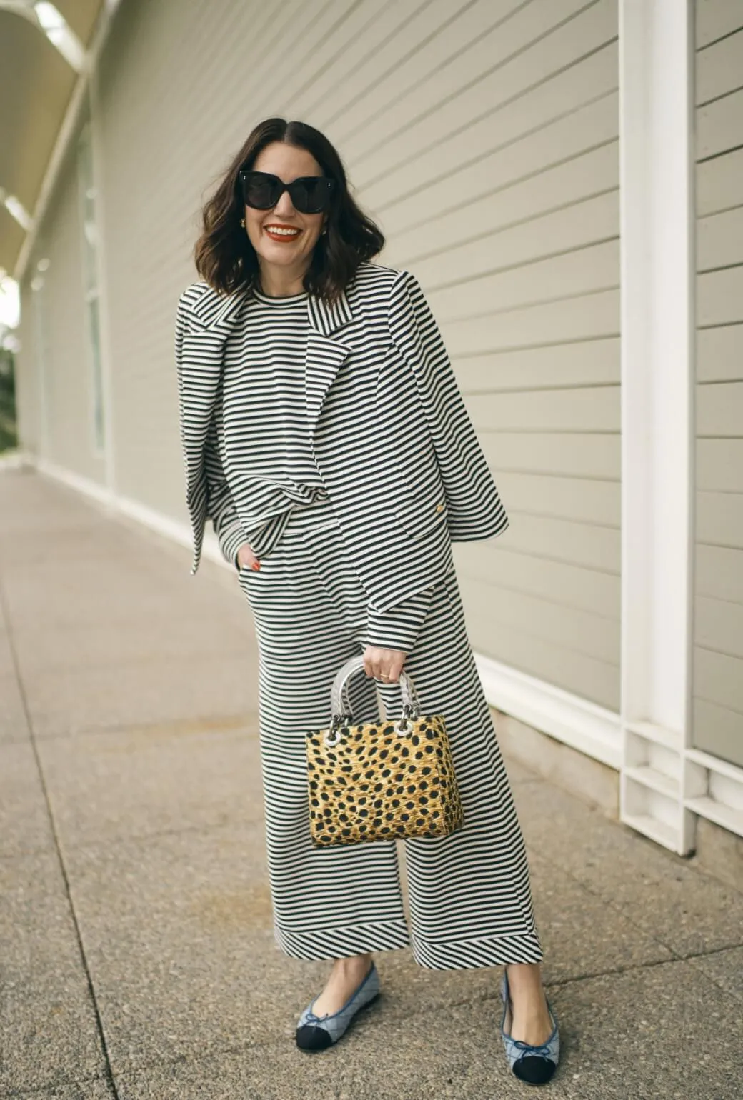 Day To Night SAMPLE - BURU x Val Wide Leg Knit Trouser - Stripe Knit