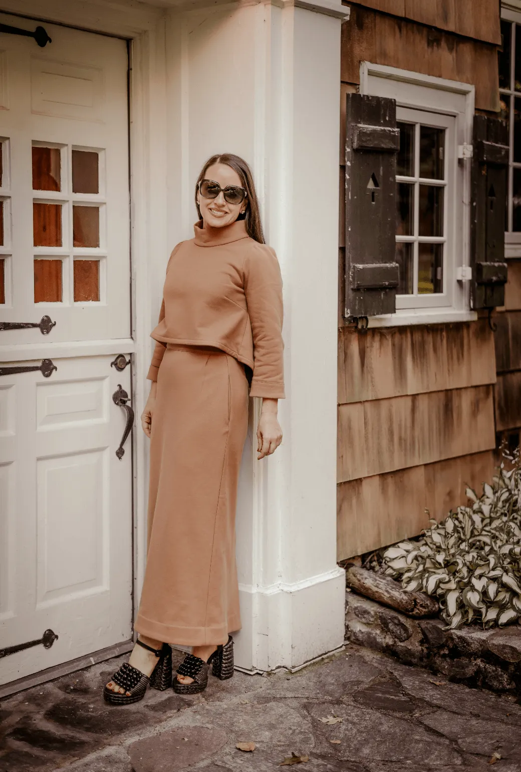 SAMPLE - Hostess Skirt - Caramel Knit windproof