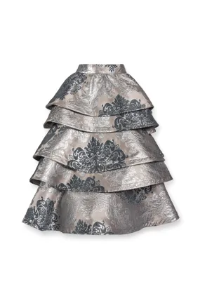 City Ready SAMPLE - MIDI Teagan Skirt - Damask Brocade