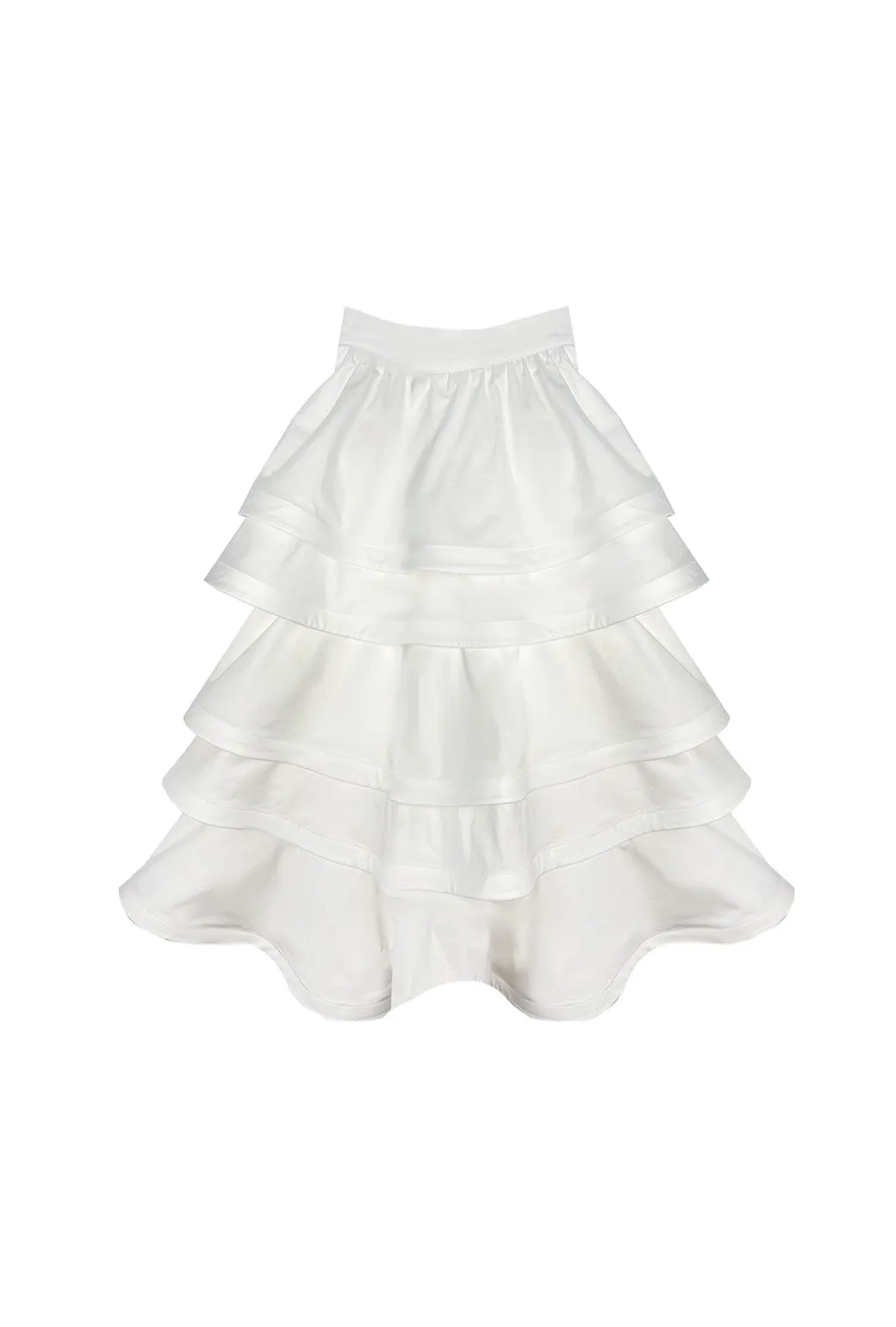 SAMPLE - MIDI Teagan Skirt -White Cotton Sateen Trendy Vibe
