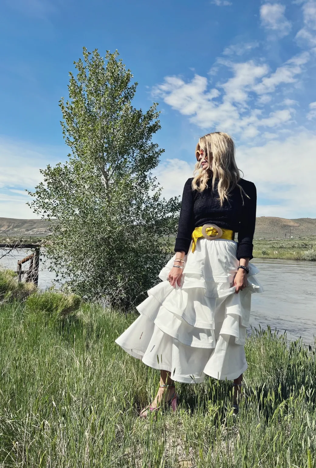 TaperedLeg SAMPLE - MIDI Teagan Skirt -White Cotton Sateen