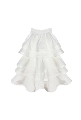 SAMPLE - MIDI Teagan Skirt -White Cotton Sateen Trendy Vibe