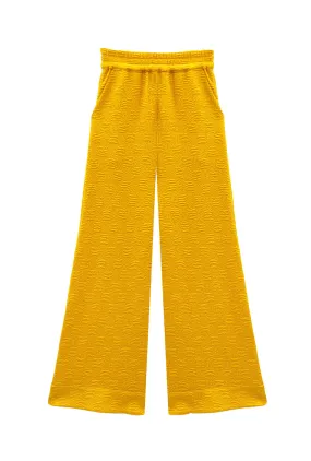 Slim Fit Design WaterproofTechnology SAMPLE - Wide Leg Knit Trouser - Marigold Jacquard Knit