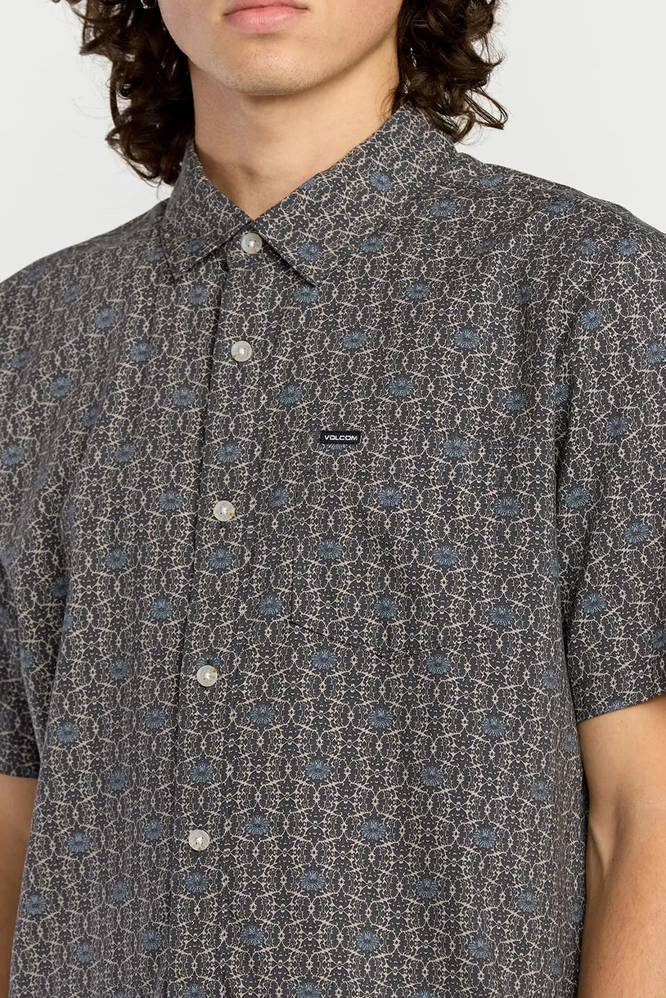 Stretch Fit Top Scaler Stone Woven Short Sleeve Shirt Moonbeam