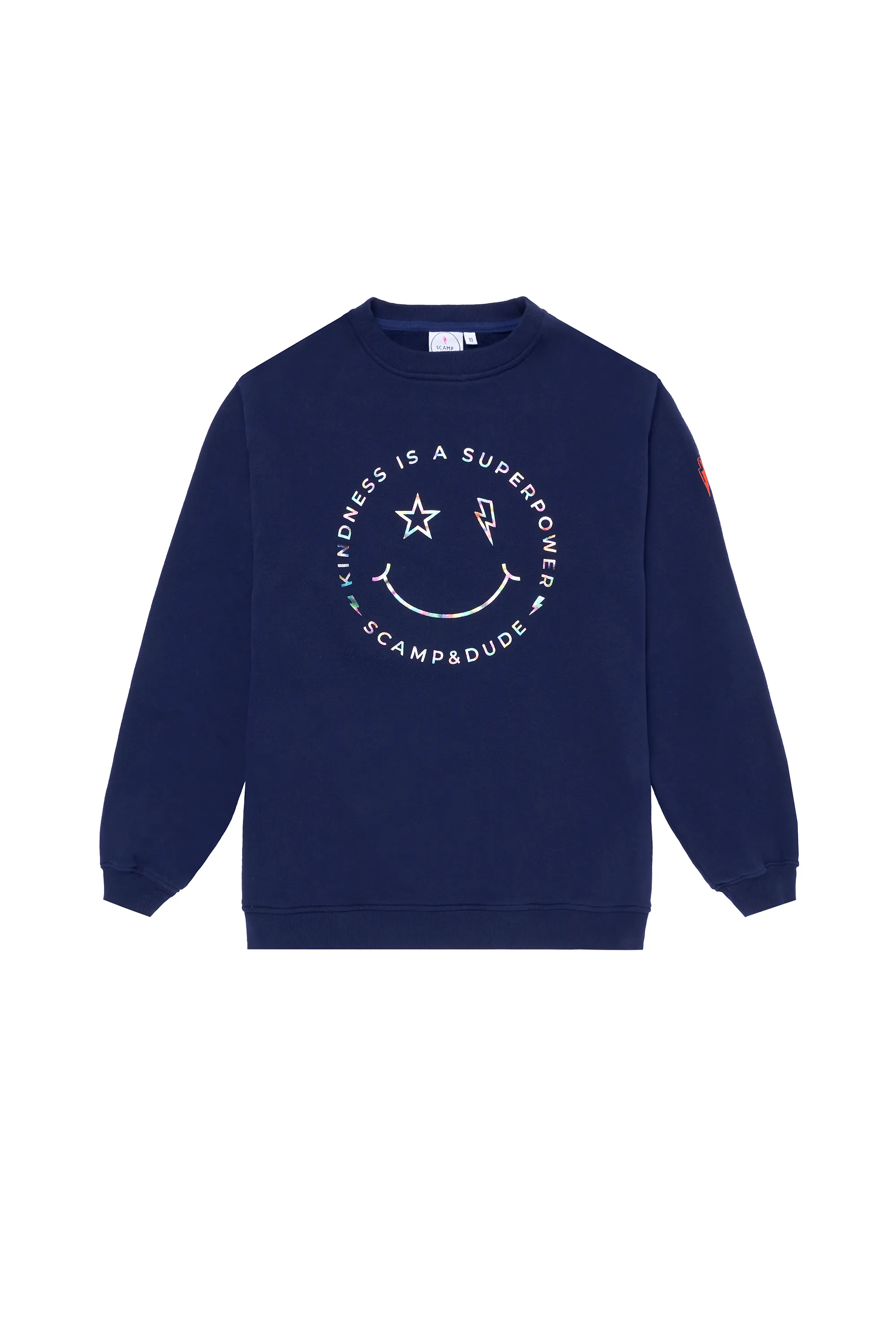 product terry cloth absorbency Scamp & Dude x Style For Stroke Navy with Rainbow Foil Smiley Face Charity Oversized Sweatshirt