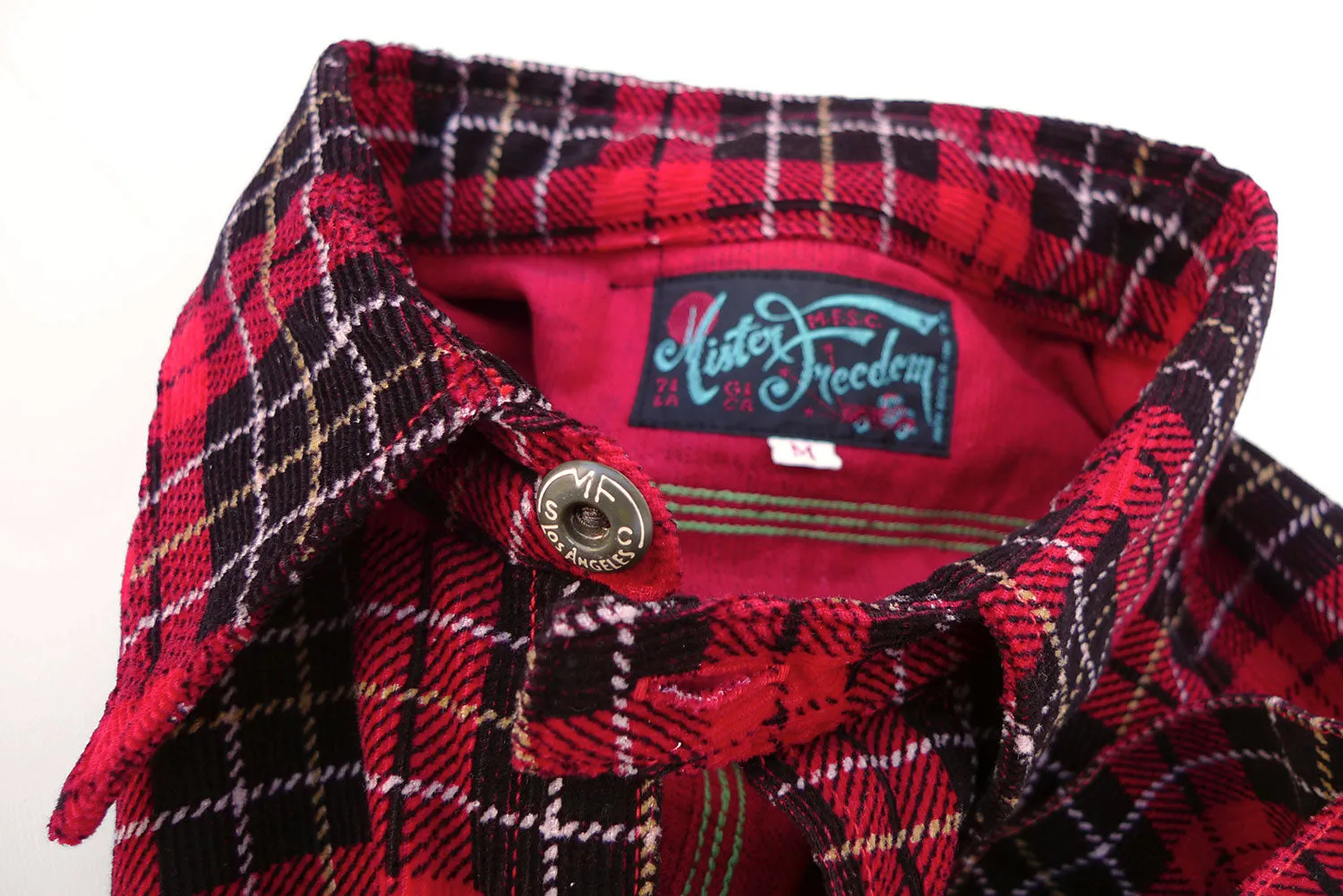Checkered Look Smooth Zipper Design Nixon Shirt - Red Printed Plaid Corduroy