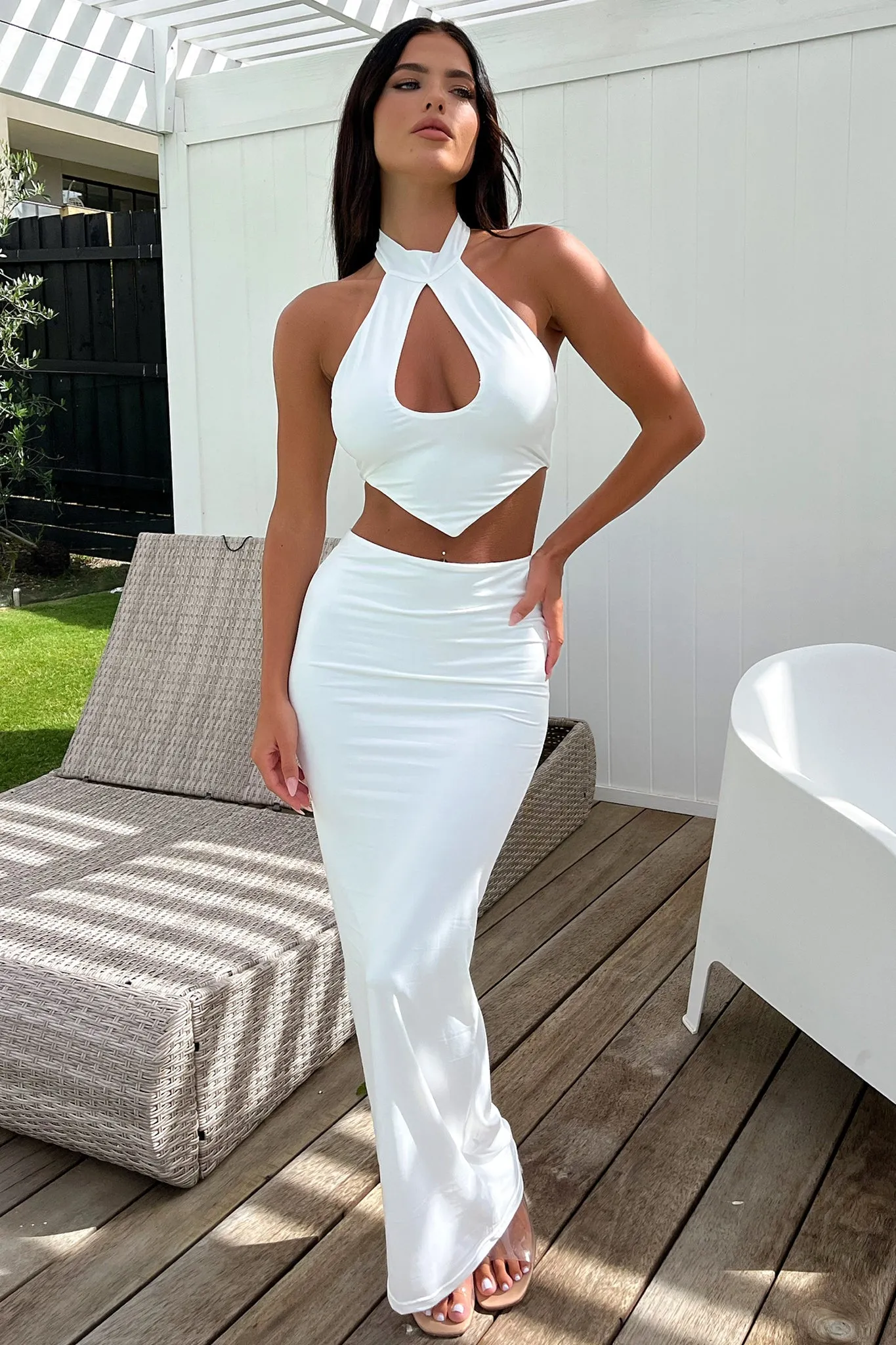 Seda Maxi Skirt - White Midi length