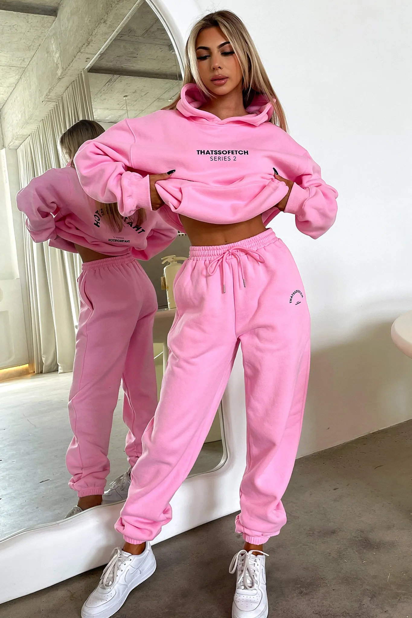 Double Layered Hem Durable Seams Series 2 Sweatpants - Pink