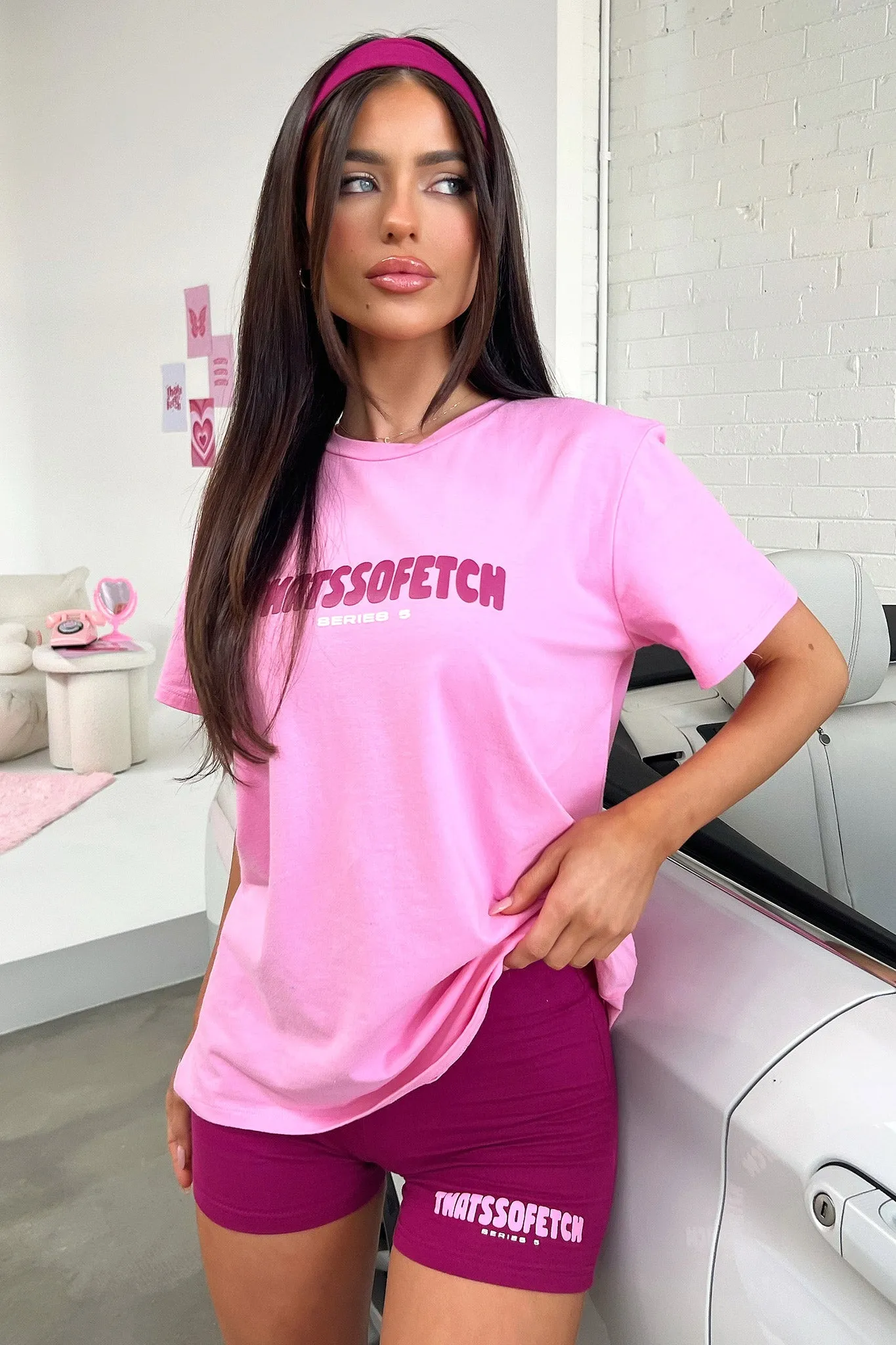 Casual Statement Series 5 Oversized Tee - Pink/Burgundy