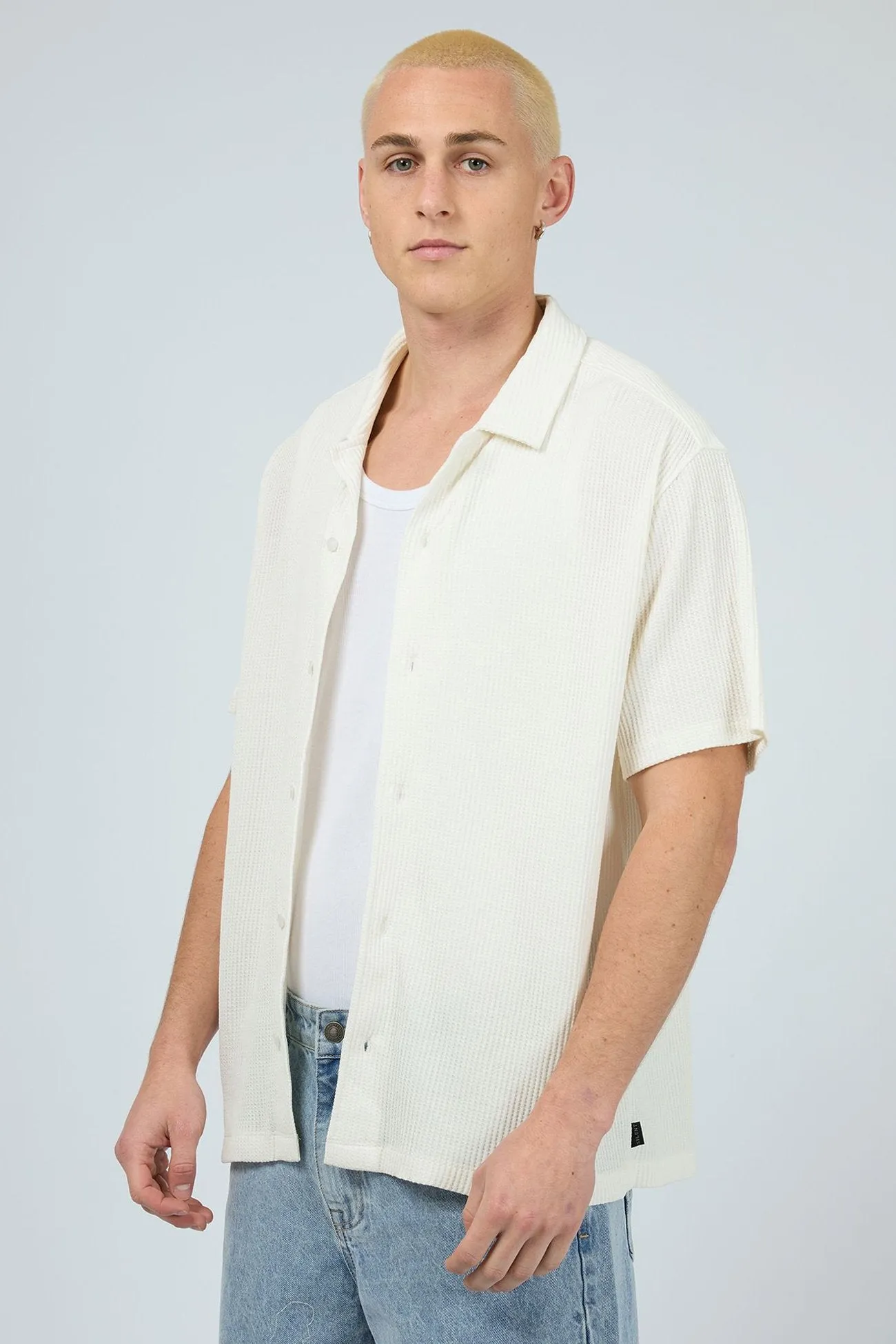 anti static coating Session Waffle Short Sleeve Shirt Natural