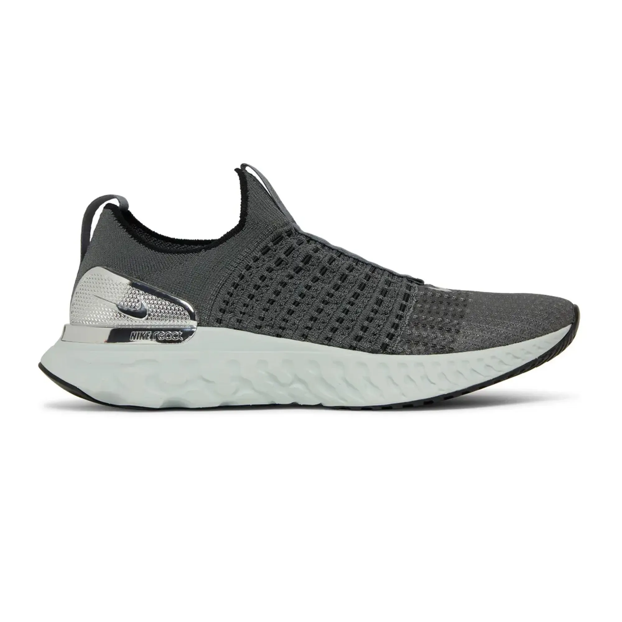 Nike React Phantom Run Flyknit 2 'Iron Grey Silver' (2020) Lace Up Closure Mechanism Minimal Design