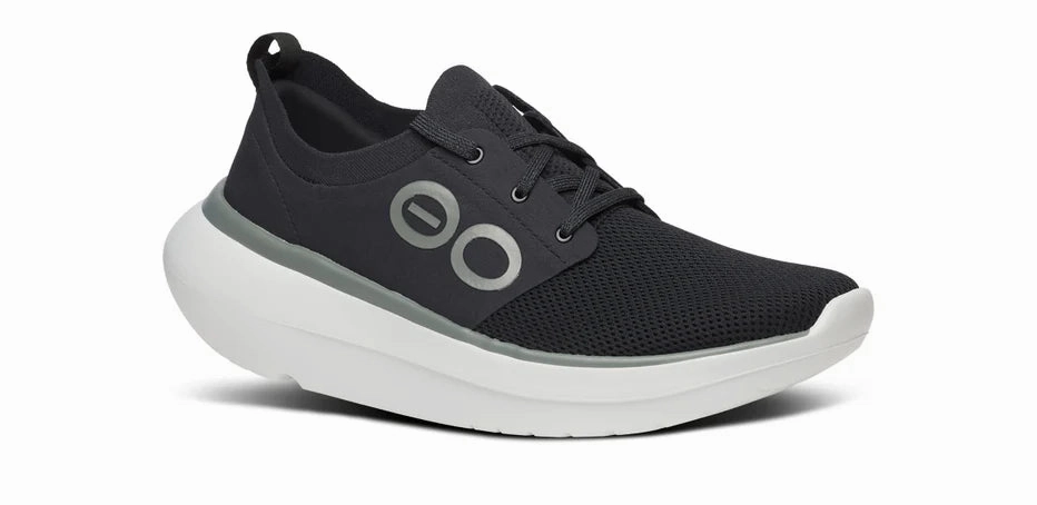 OOFOS OOMY STRIDE MEN'S BLACK/WHITE stretchy shoes
