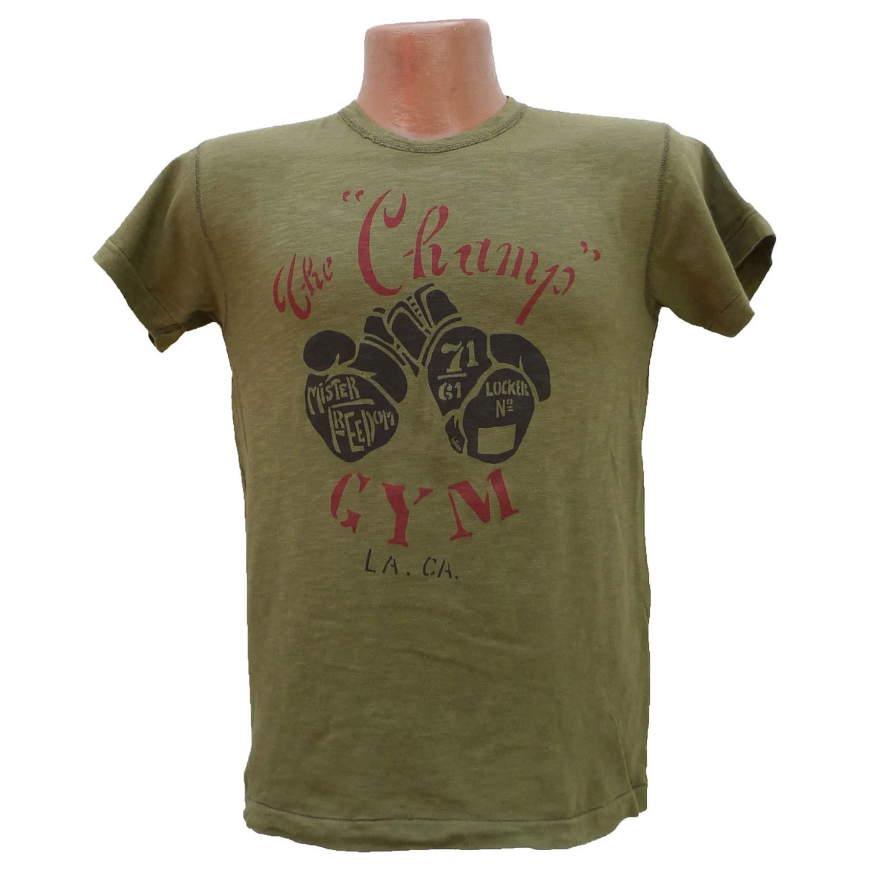 Shop Tee "The Champ" Olive Easy to Wear Retro design