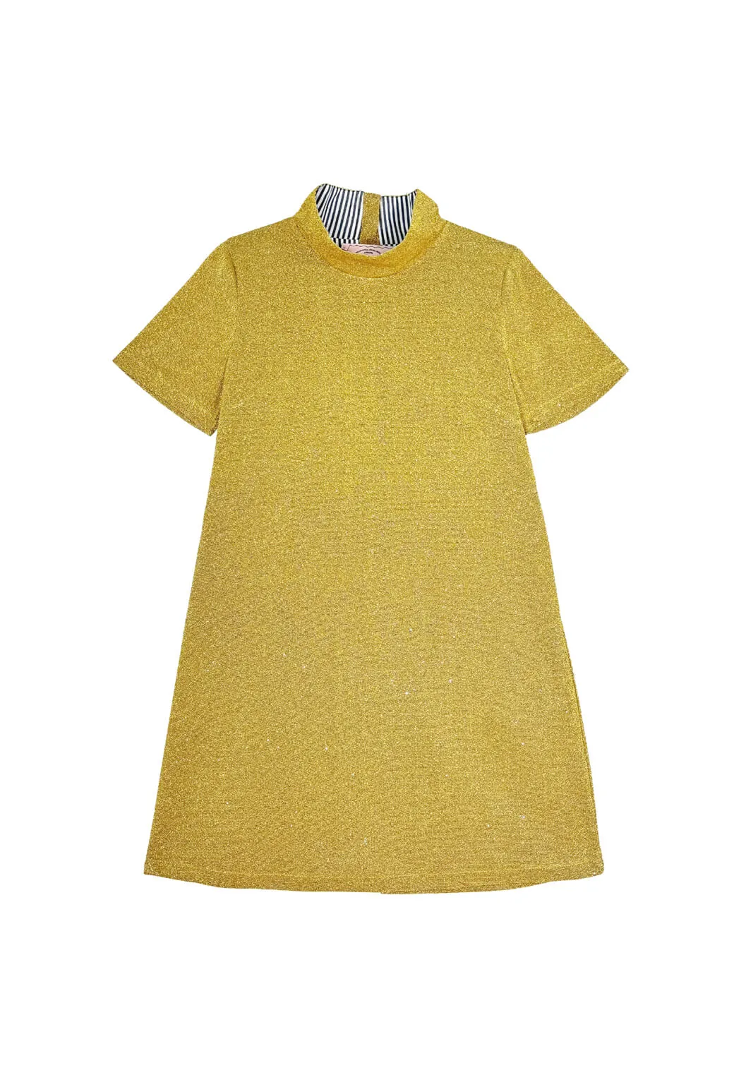 Bless Glow Short Sleeve Mod Dress - Gold Sparkle