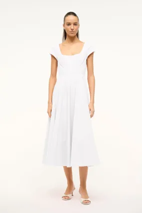 SHORT SLEEVE WELLS DRESS | WHITE Delicate Tone Simple formal dress