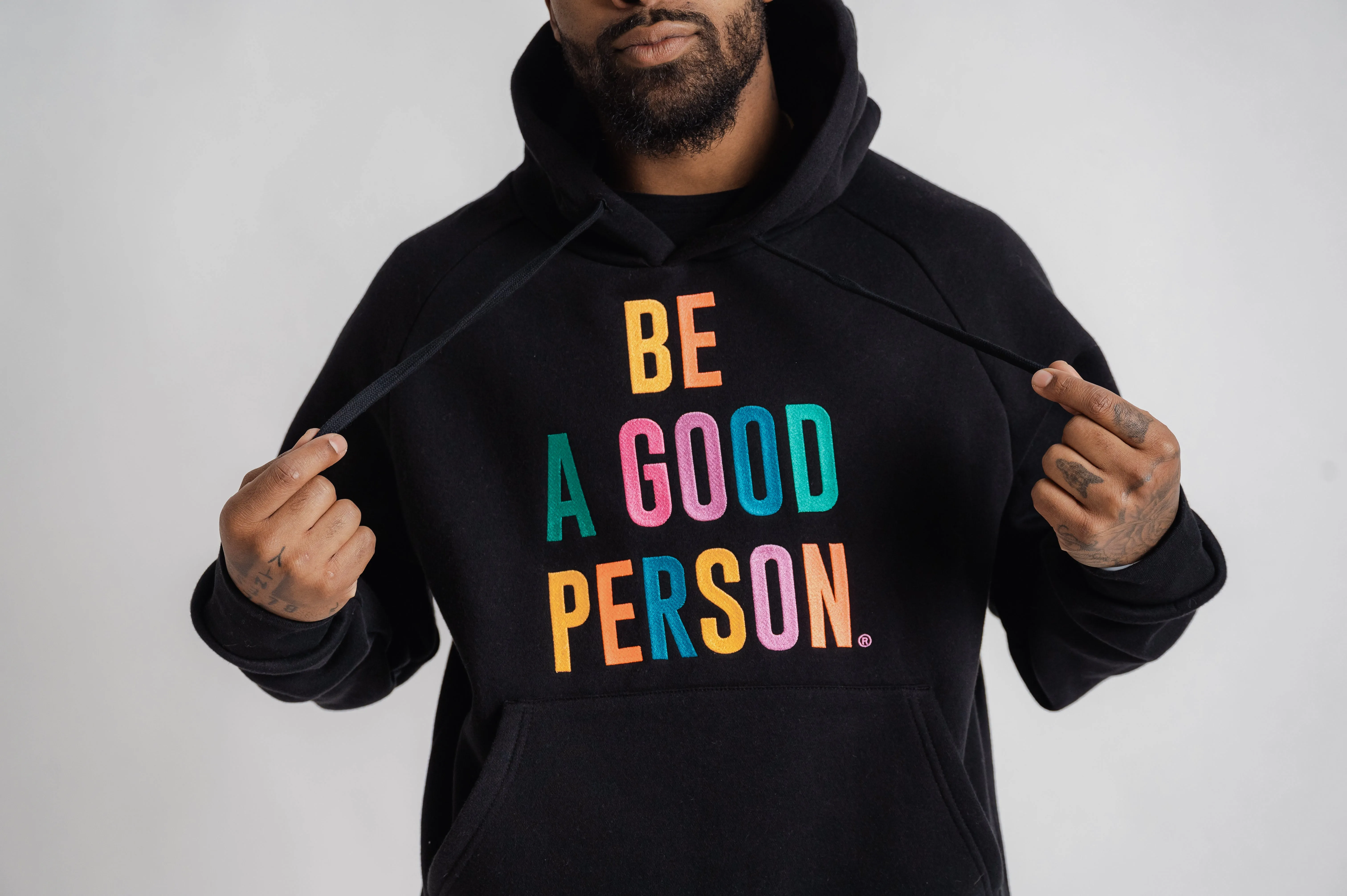 Signature Embroidered Hoodie - Black Color Spectrum Full Zip Closure Motion Ready