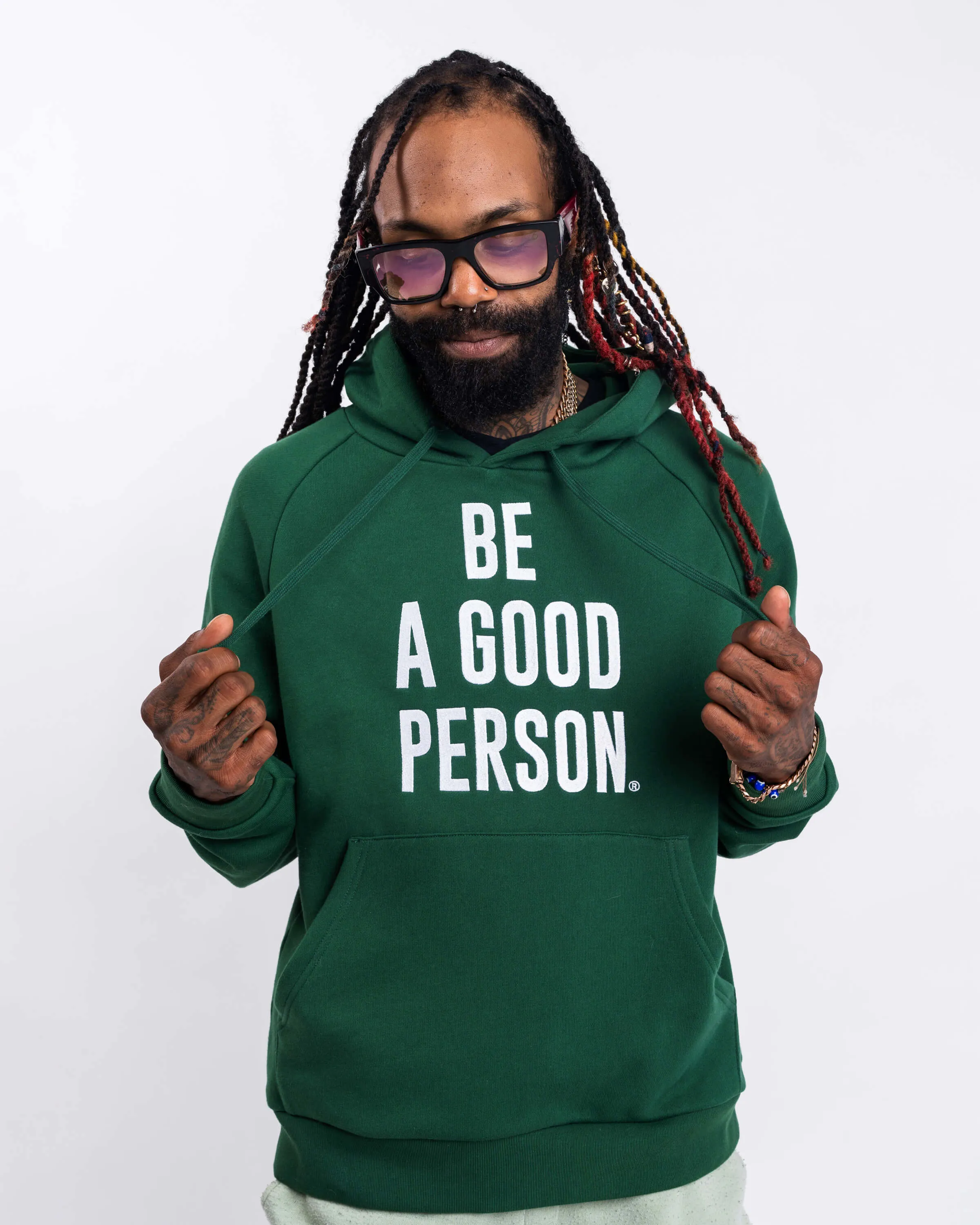 Relaxed Flex Signature Embroidered Hoodie - Forest Green