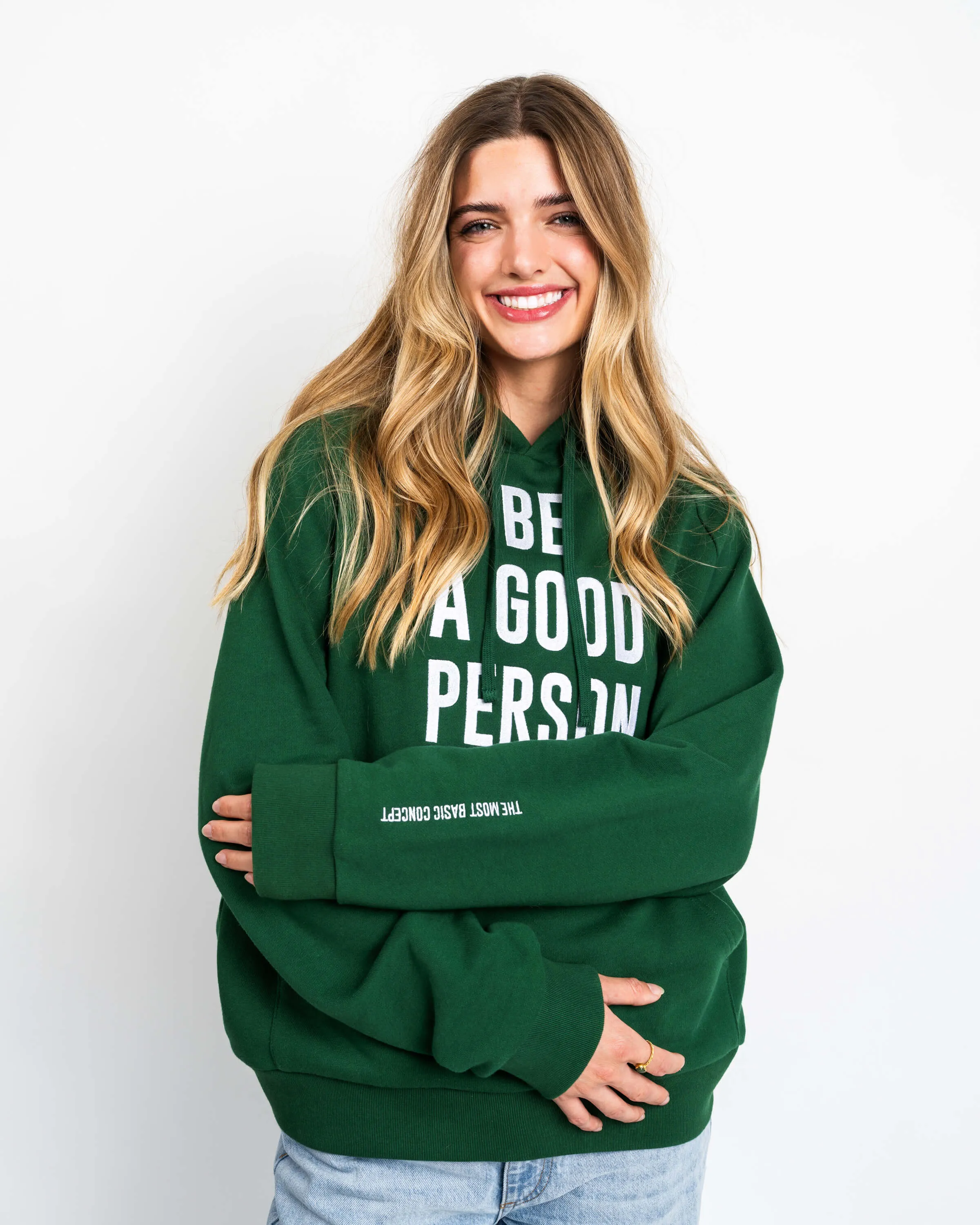 Ergonomic Cut Signature Embroidered Hoodie - Forest Green