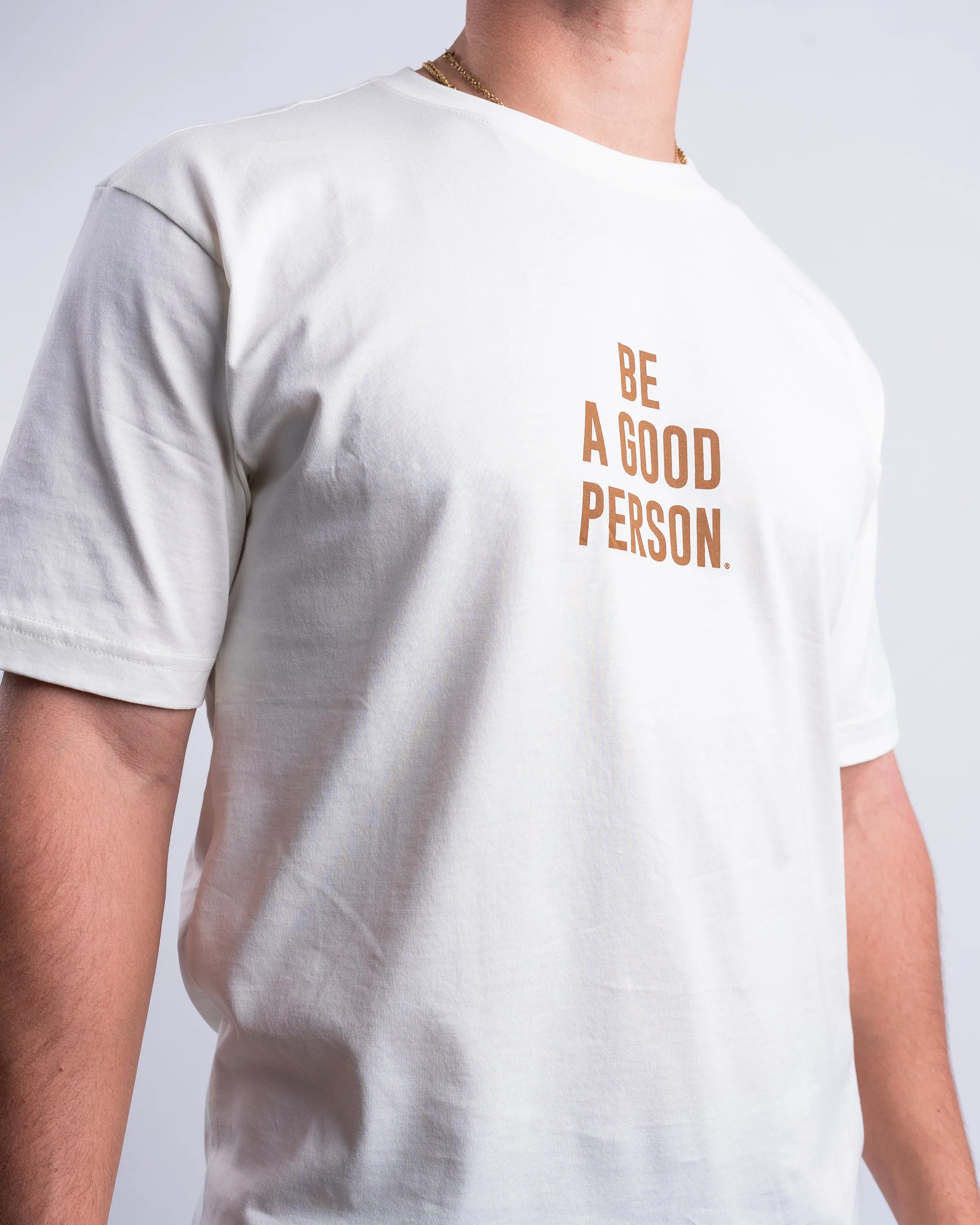 Signature T-Shirt - Cream/Brown Distressed Texture Tear Resistant Fiber Blend