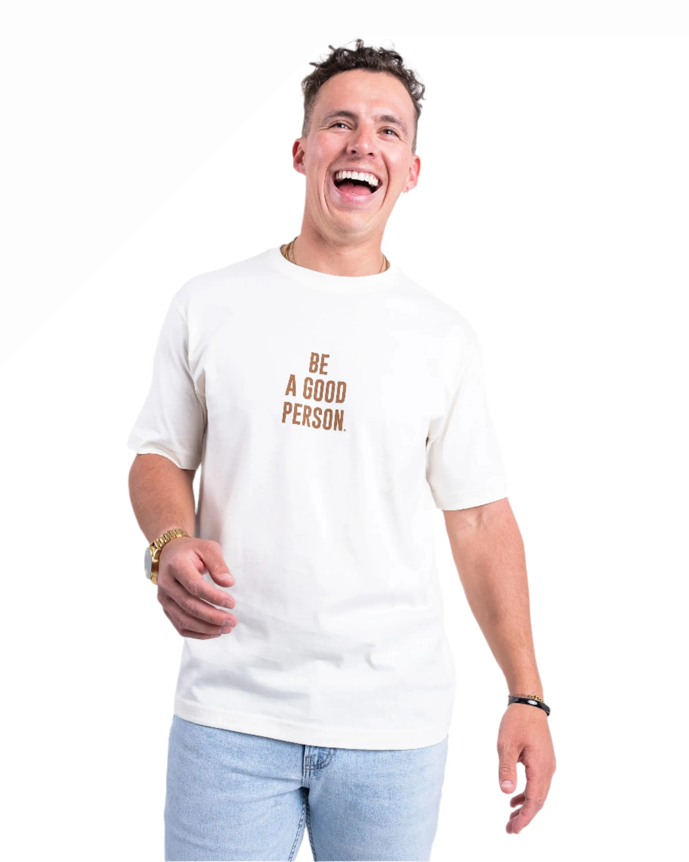 MultiPanel Design Signature T-Shirt - Cream/Brown