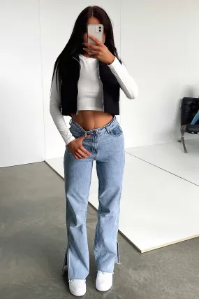 Fashion Uniform Trendy Wear Sinead Straight Leg Jeans - Blue Denim