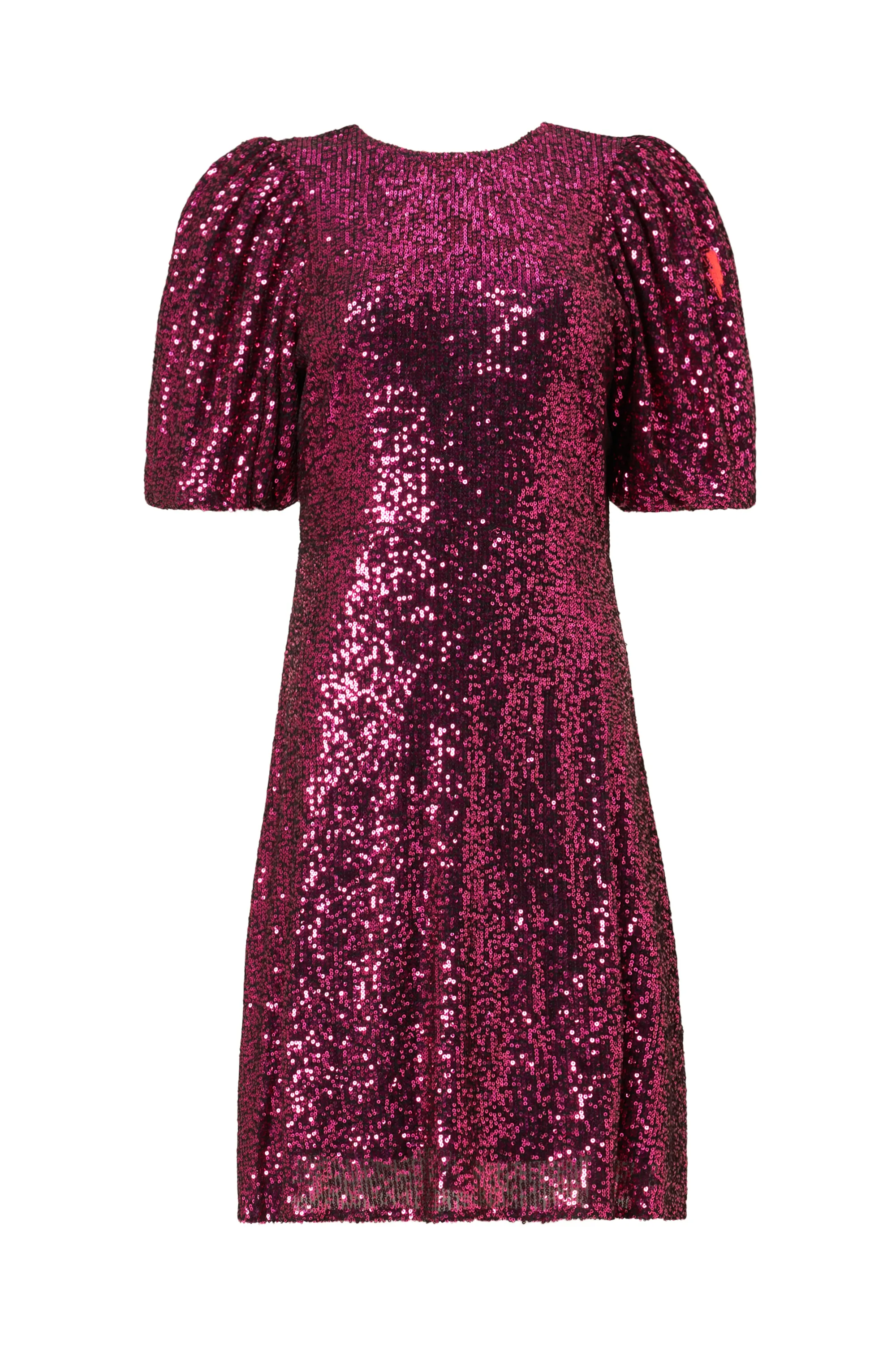 Social Charm Pose Sweet Pink Sequin Puff Sleeve Short Dress
