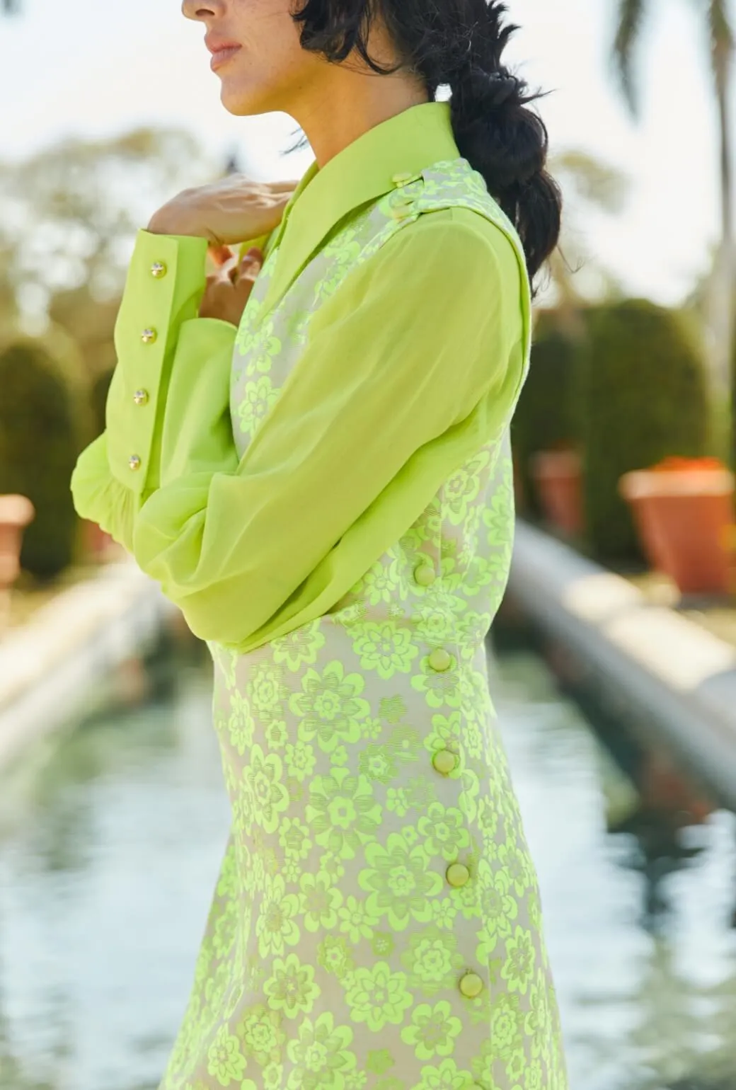 Skipper  Blouse - Lemon Brightline Layered Ply Construction Ribbed Trim