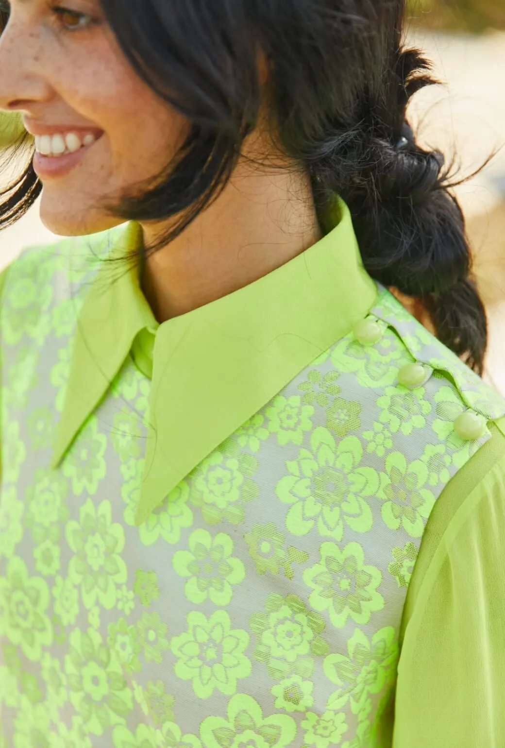 OrganicCotton Skipper  Blouse - Lemon Brightline