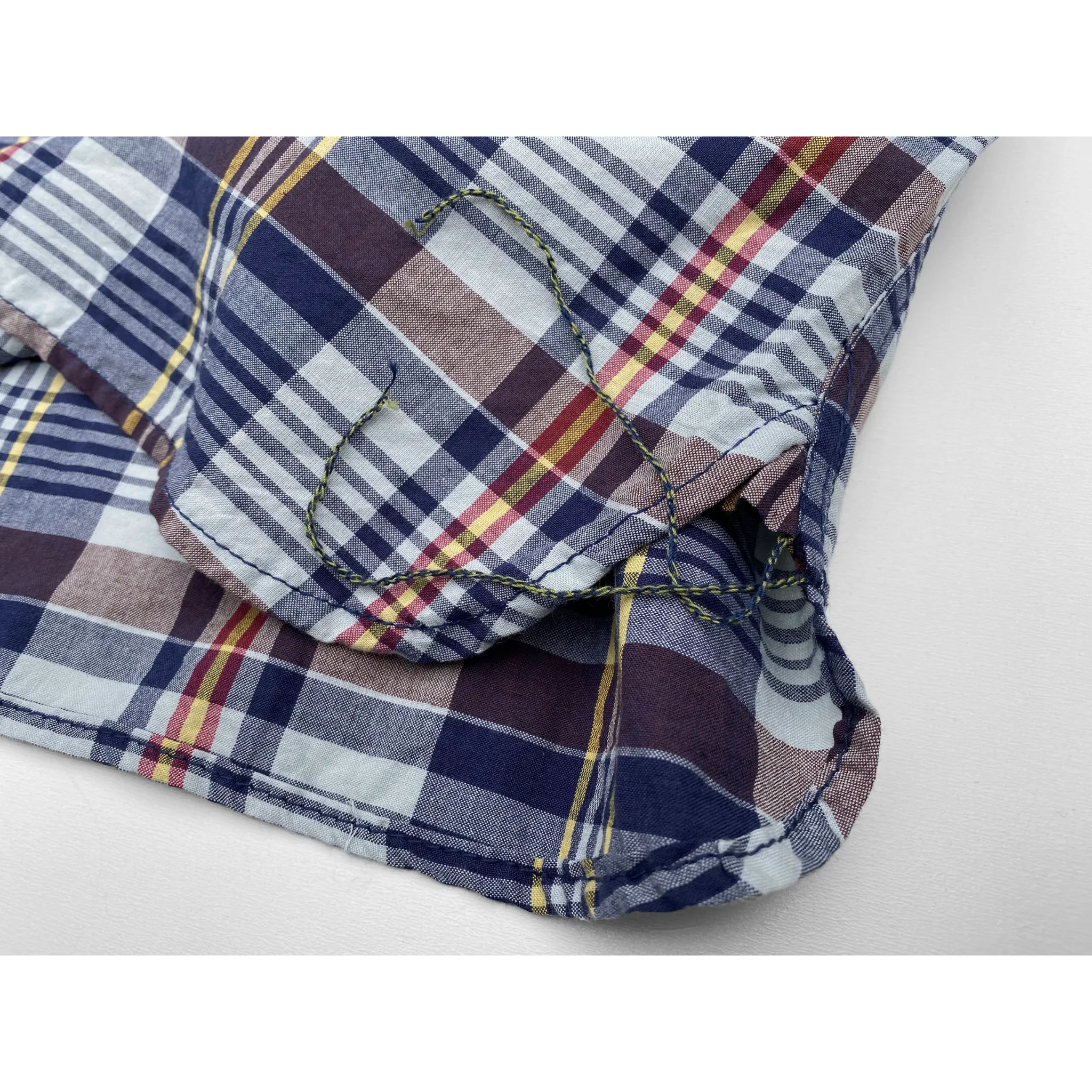 Roll-Up Sleeve Zip Front Berkeley Shirt - NOS Madras Plaid
