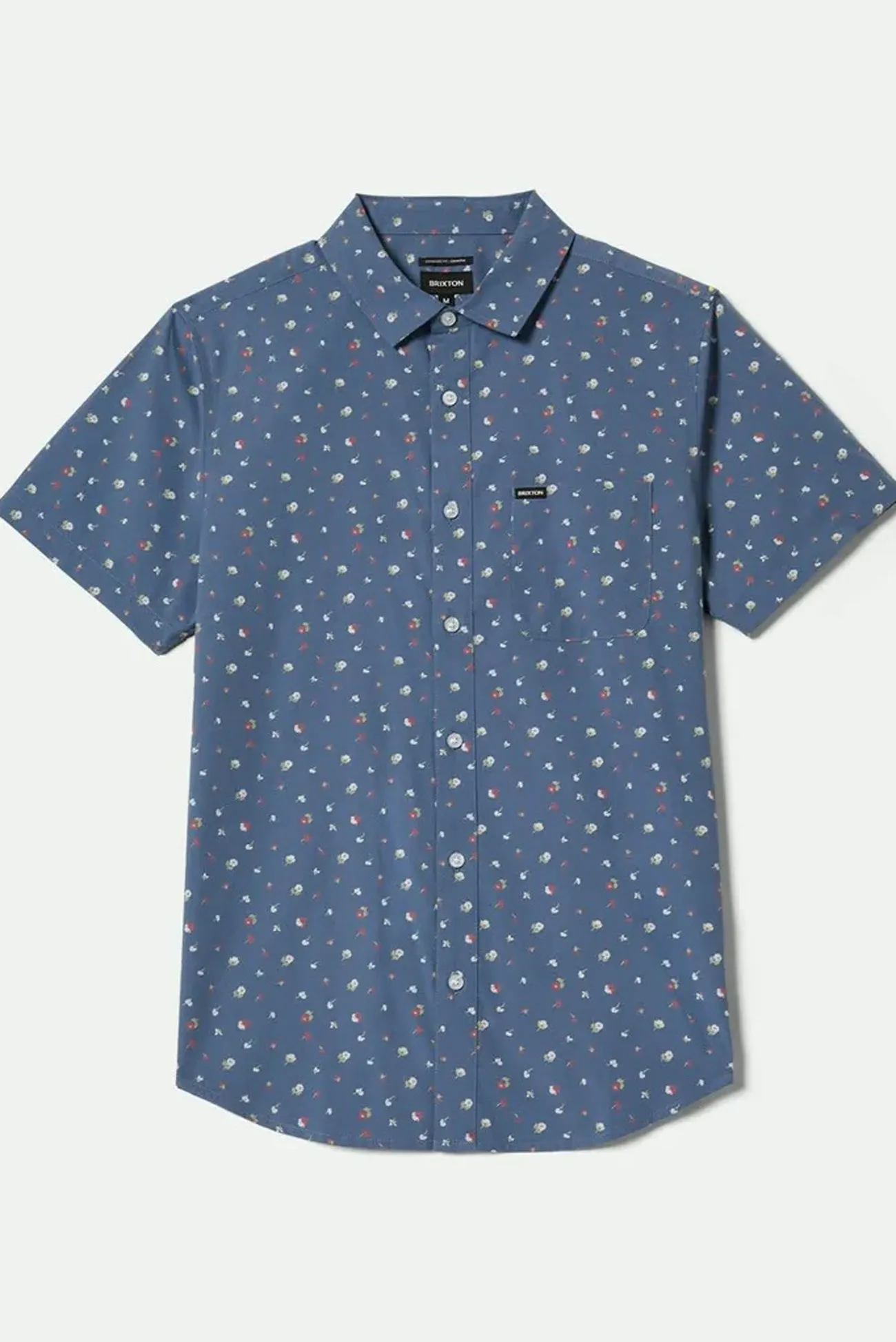 Contrast Stitch Detail Charter Stripe Short Sleeve Woven Bering Sea Micro Floral