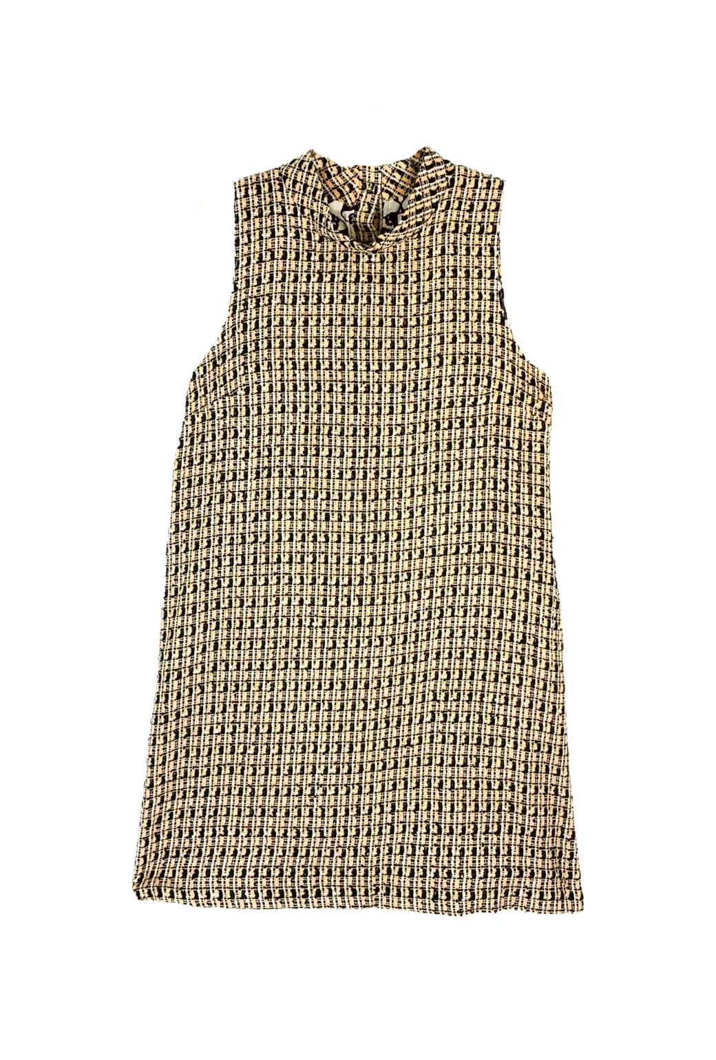Sleeveless Mod Dress - Blush Tweed Abstract Pattern