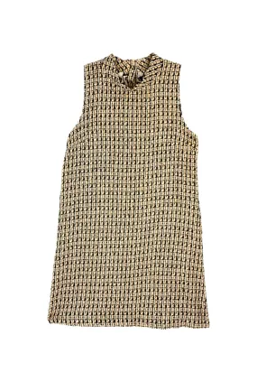 Sleeveless Mod Dress - Blush Tweed Abstract Pattern